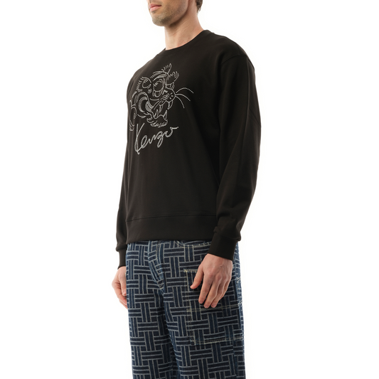 Gots Star Tiger Embroidered Sweatshirt in Black