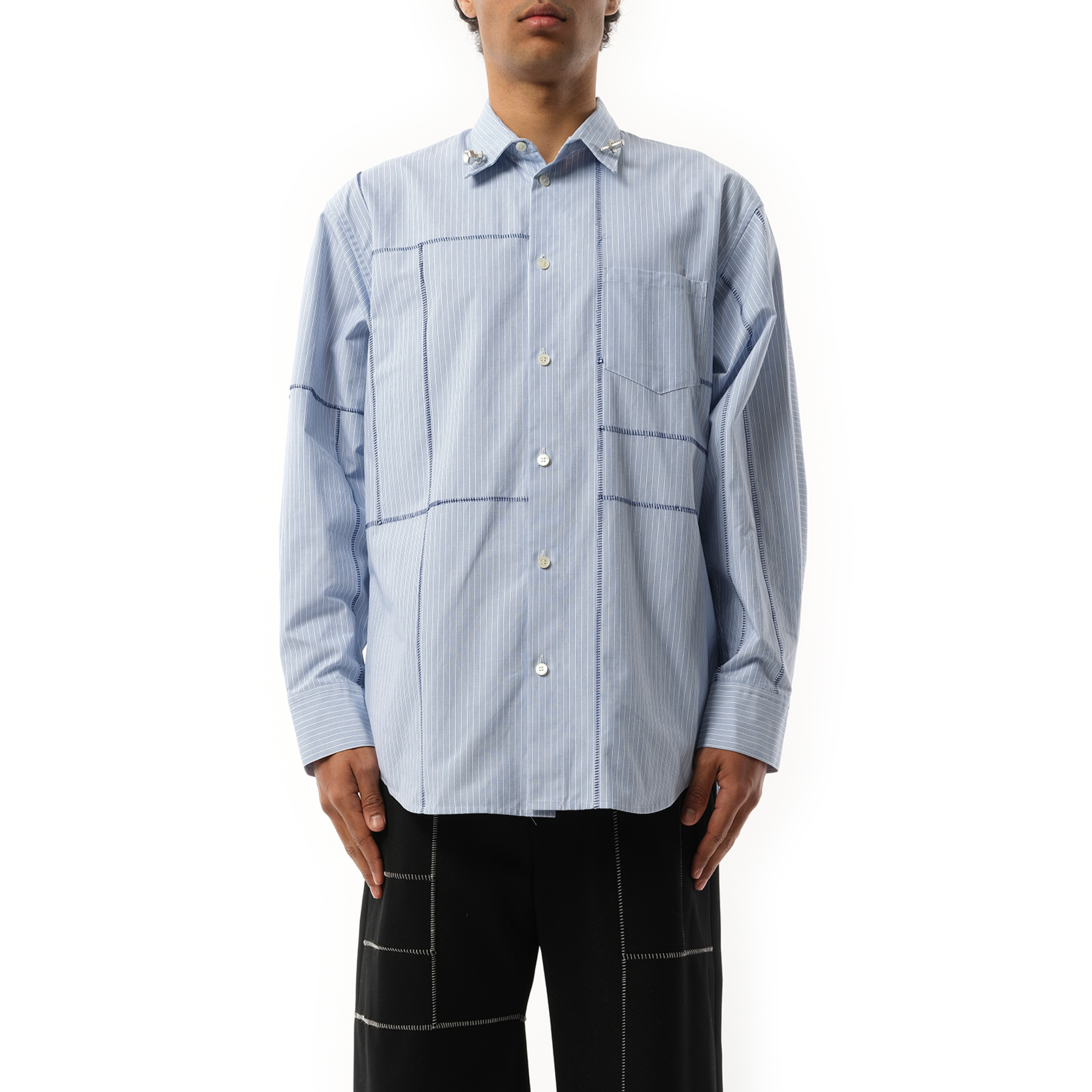 Frankenstein Cutting Shirt in Blue/White