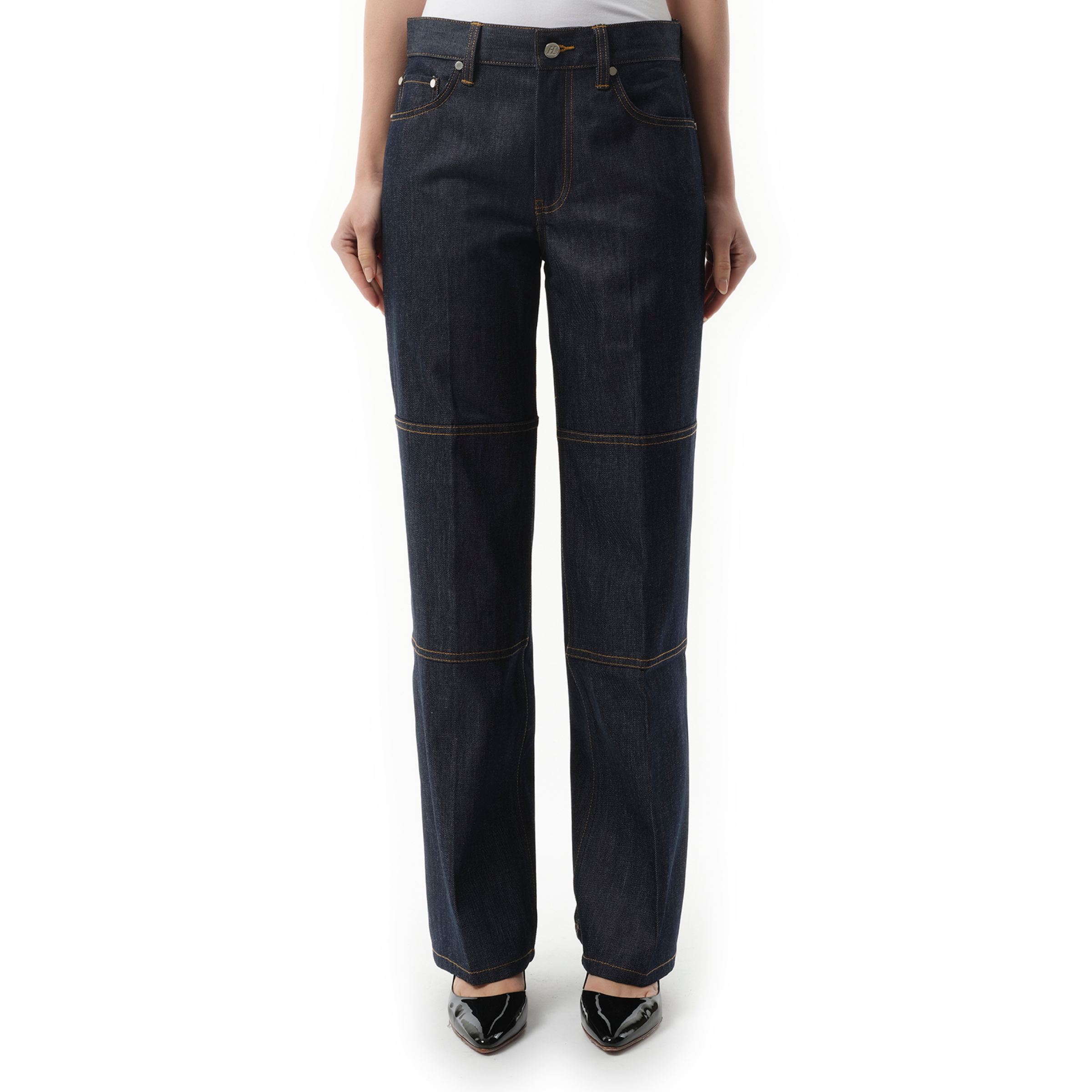 Women Zip Carpenter Jeans in Raw Indigo