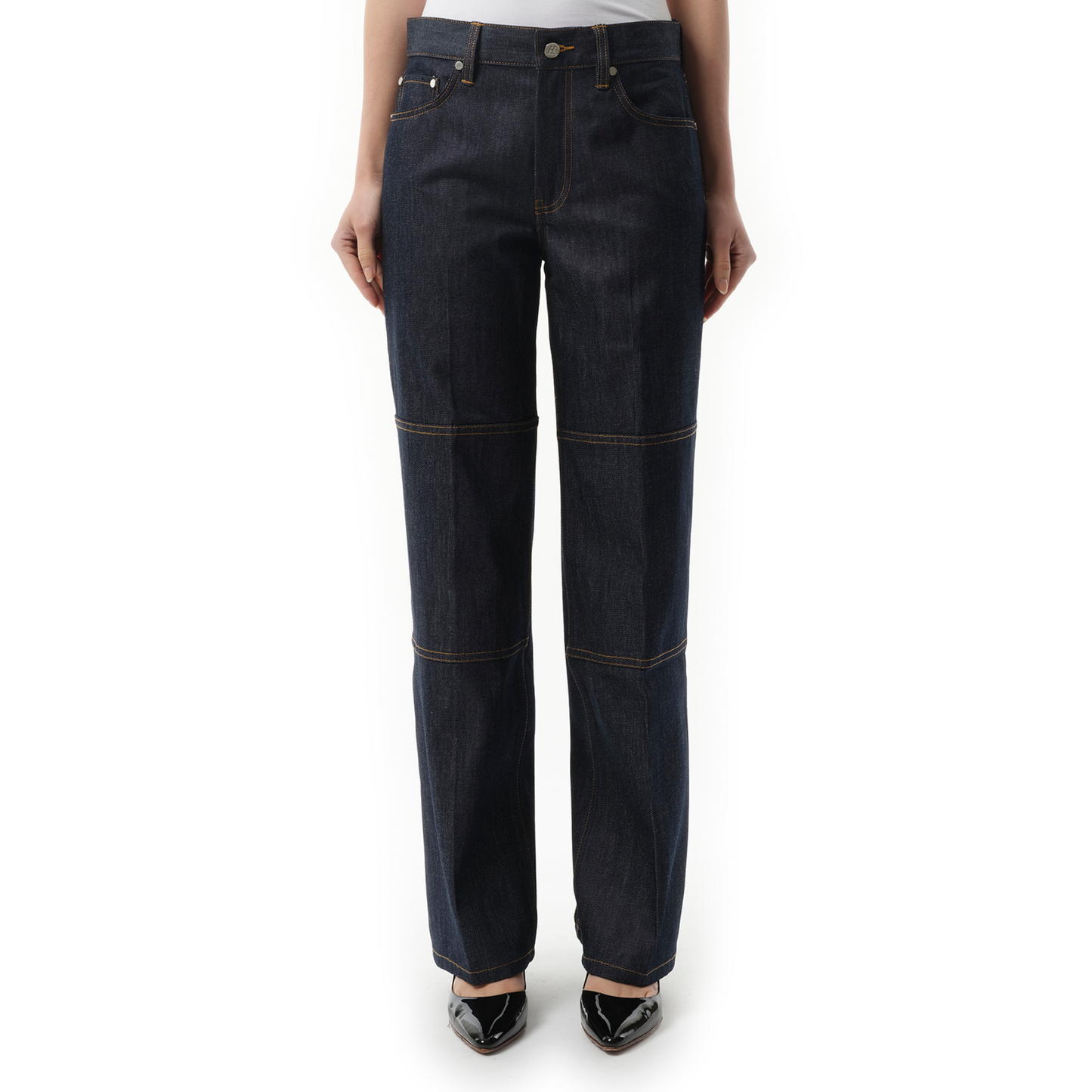 Women Zip Carpenter Jeans in Raw Indigo