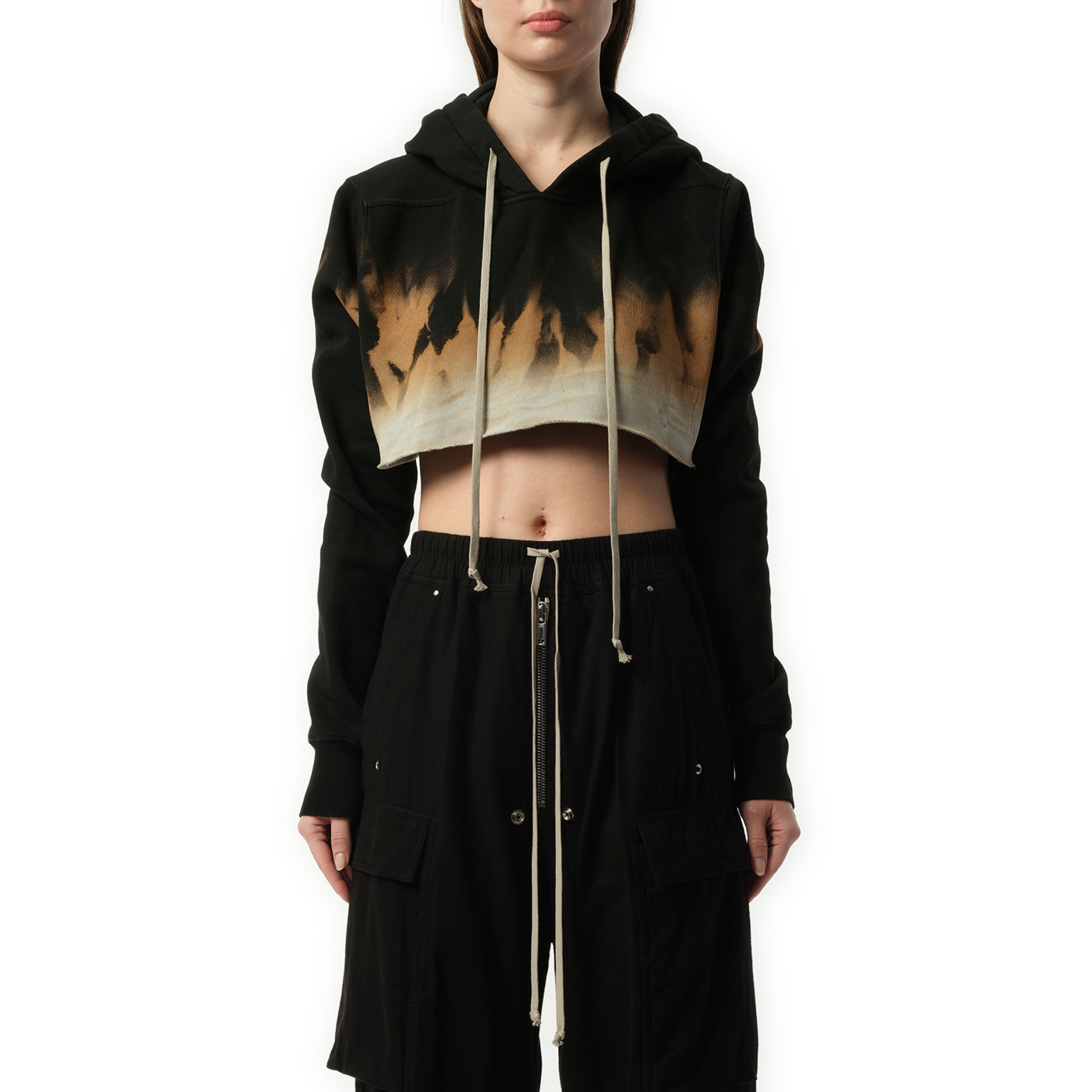 Cropped Hoodie in Black/Terra