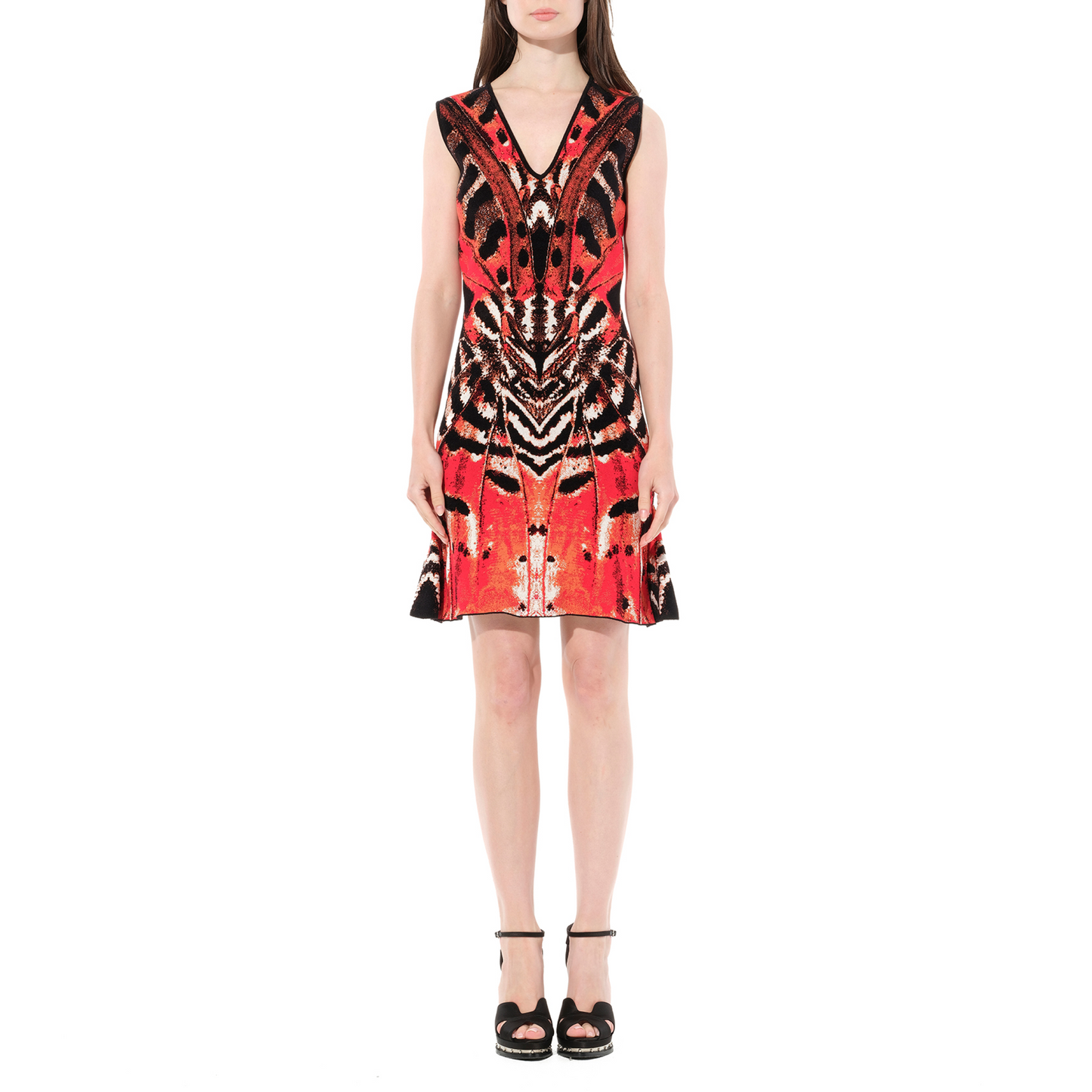 Butterfly Jacquard Dress in Red