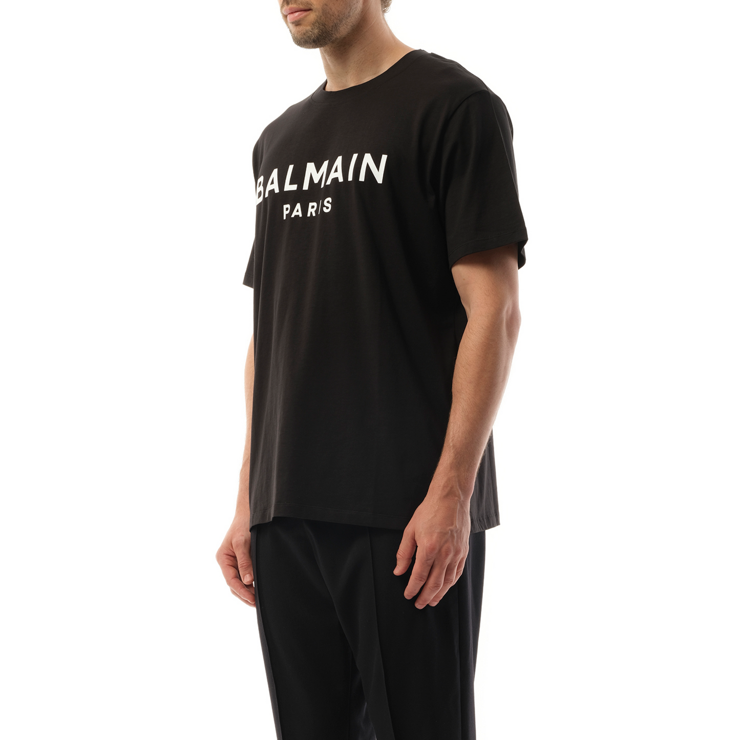 Balmain Print Reg Fit T-Shirt in Black/White