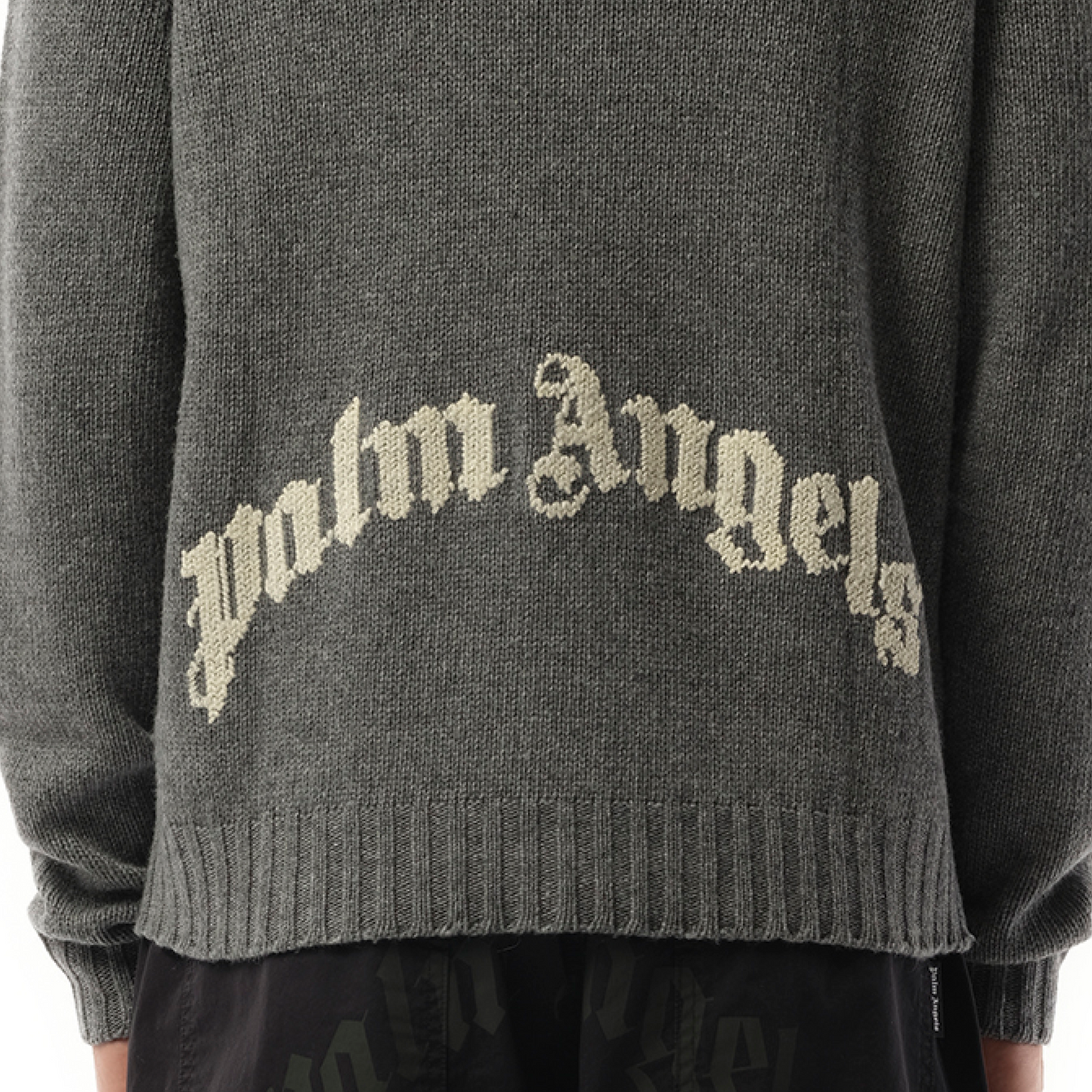 Curved Logo Sweater in Grey Melange/Off White