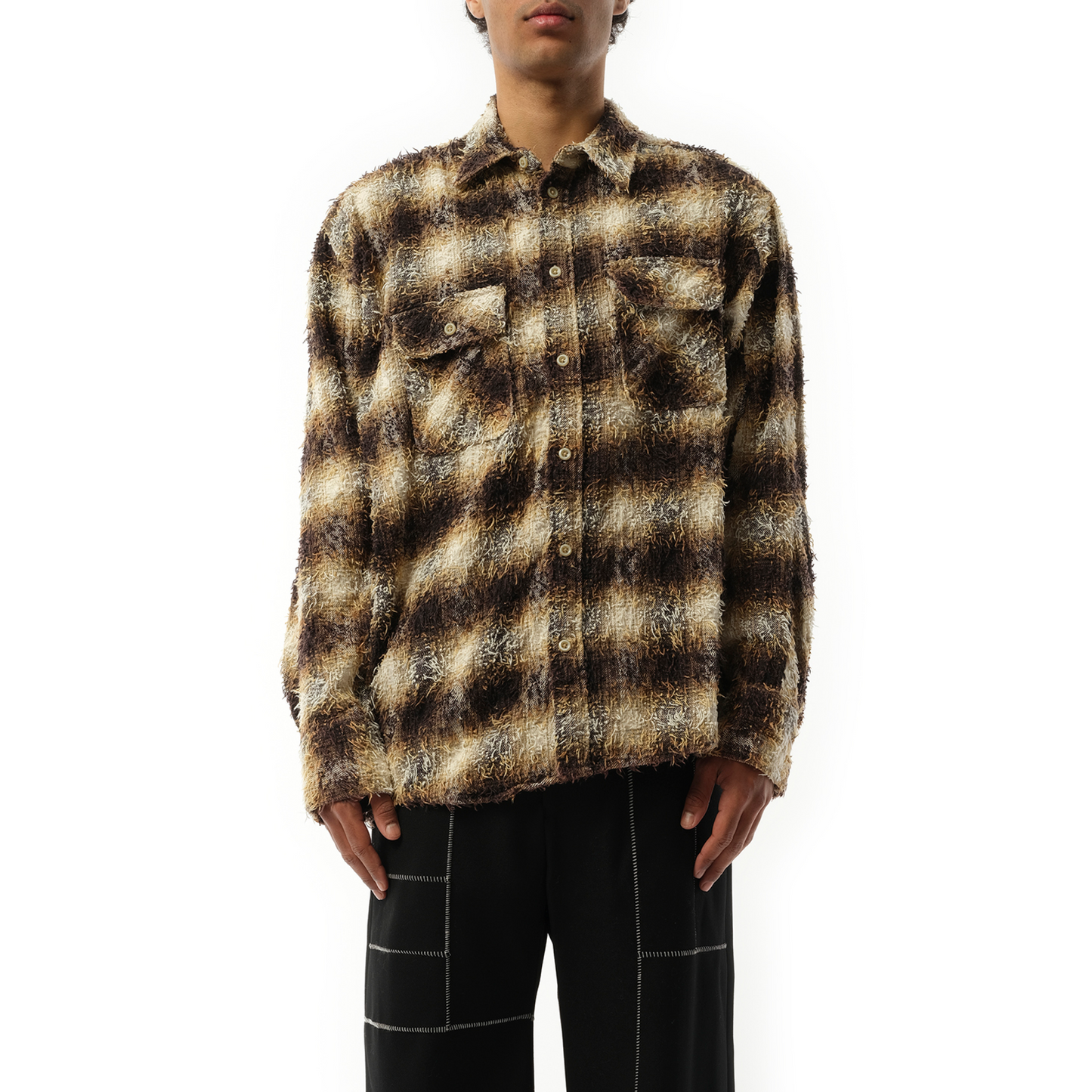 Zombie Silhouette Check Shirt in Ivory