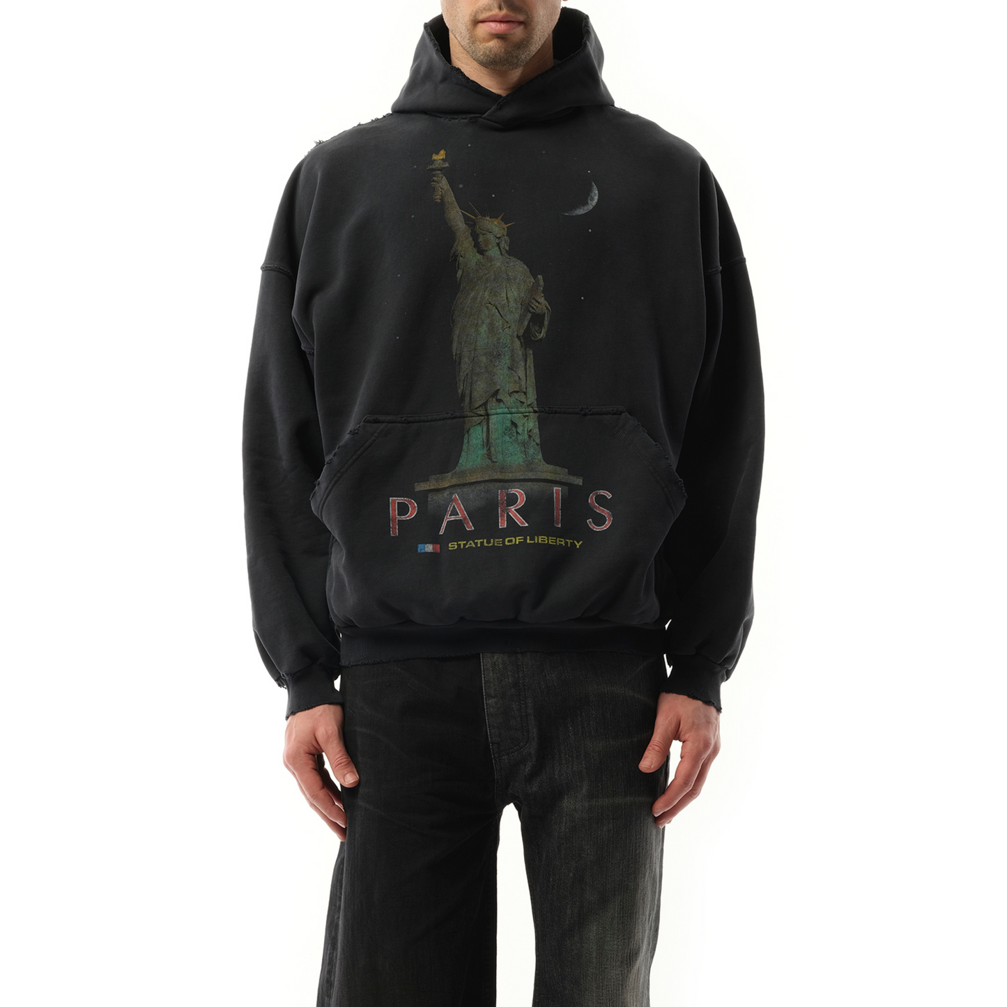 Paris Liberty Oversized Hoodie in Black