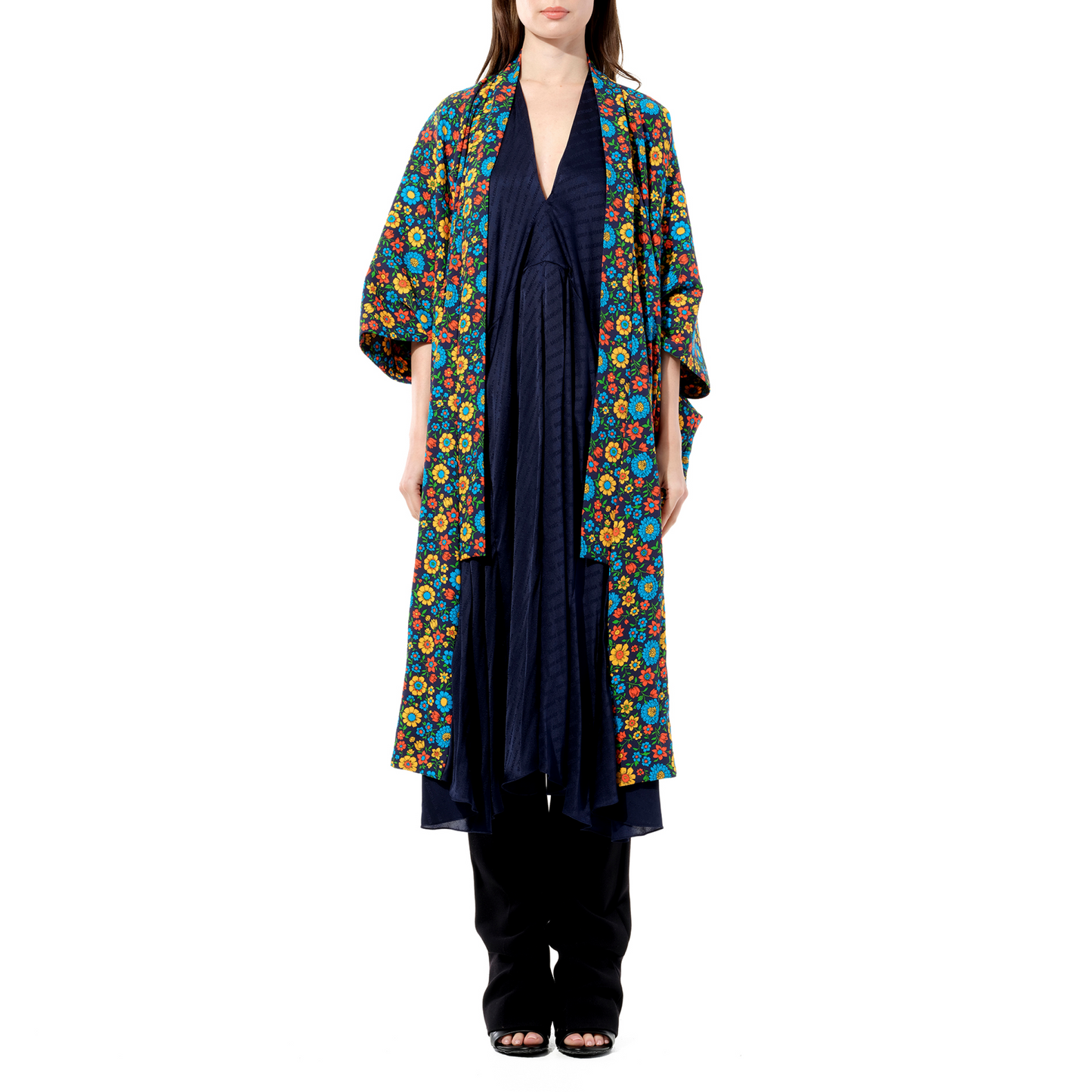 Double Kaftan Kimono Coat in Blue