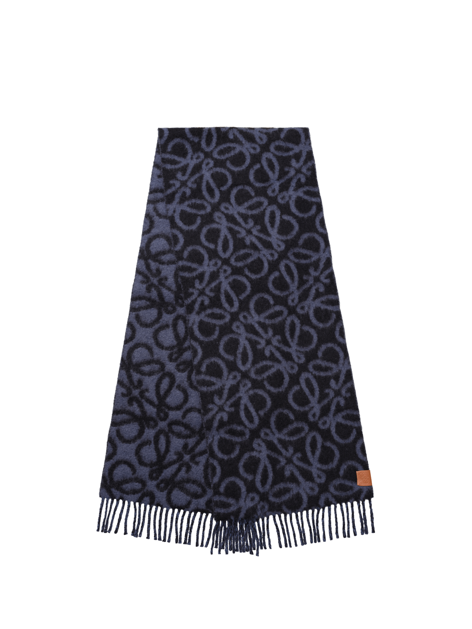 Loewe Textured Anagram Scarf in Navy Blue/Blue