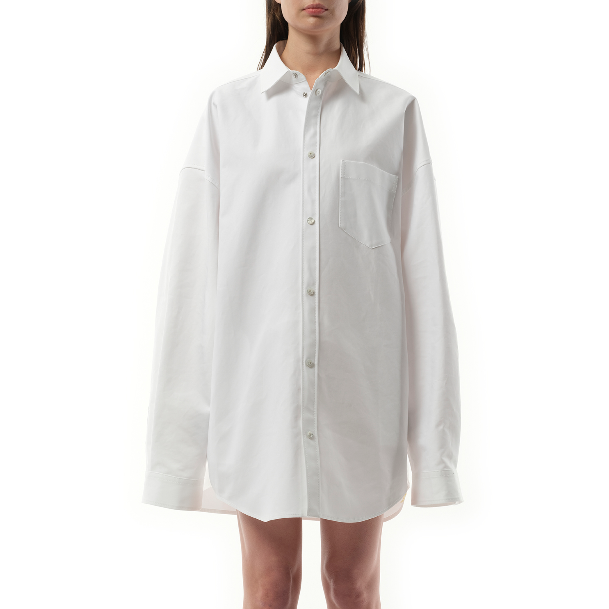 Cotton Poplin Outwear Shirt in White