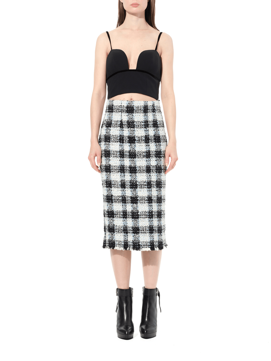 Check Tweed Skirt in Blue