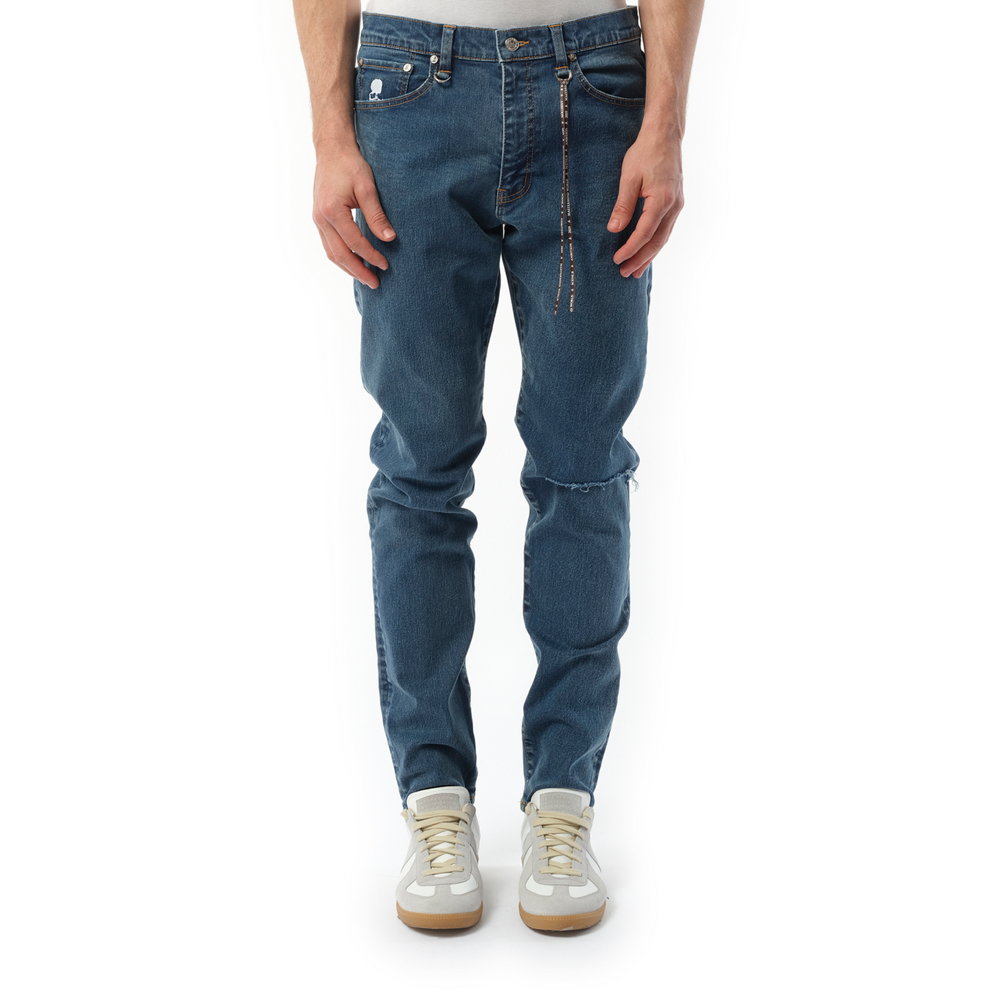 Faded Skull Slim Jeans in Indigo