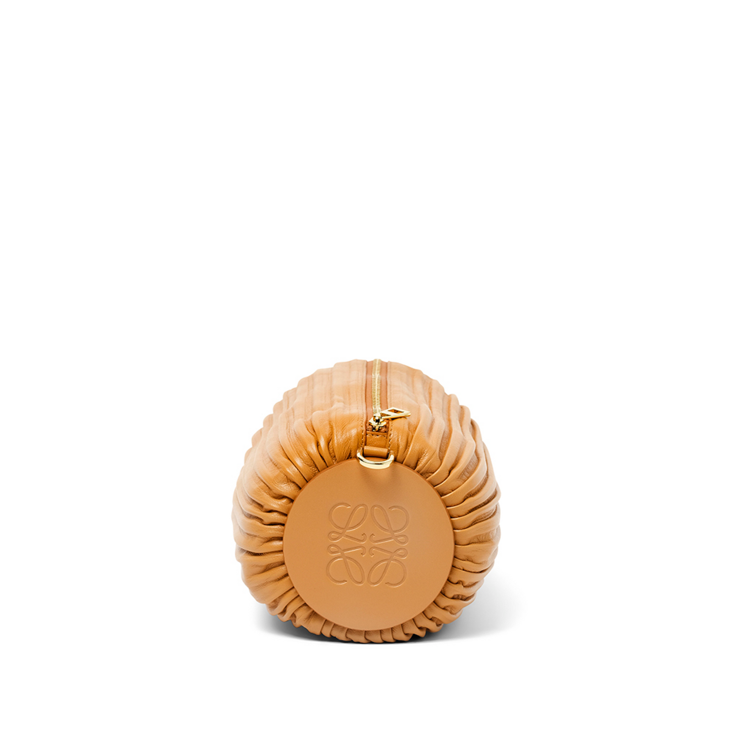 Bracelet Pouch in Pleated Nappa in Warm Desert