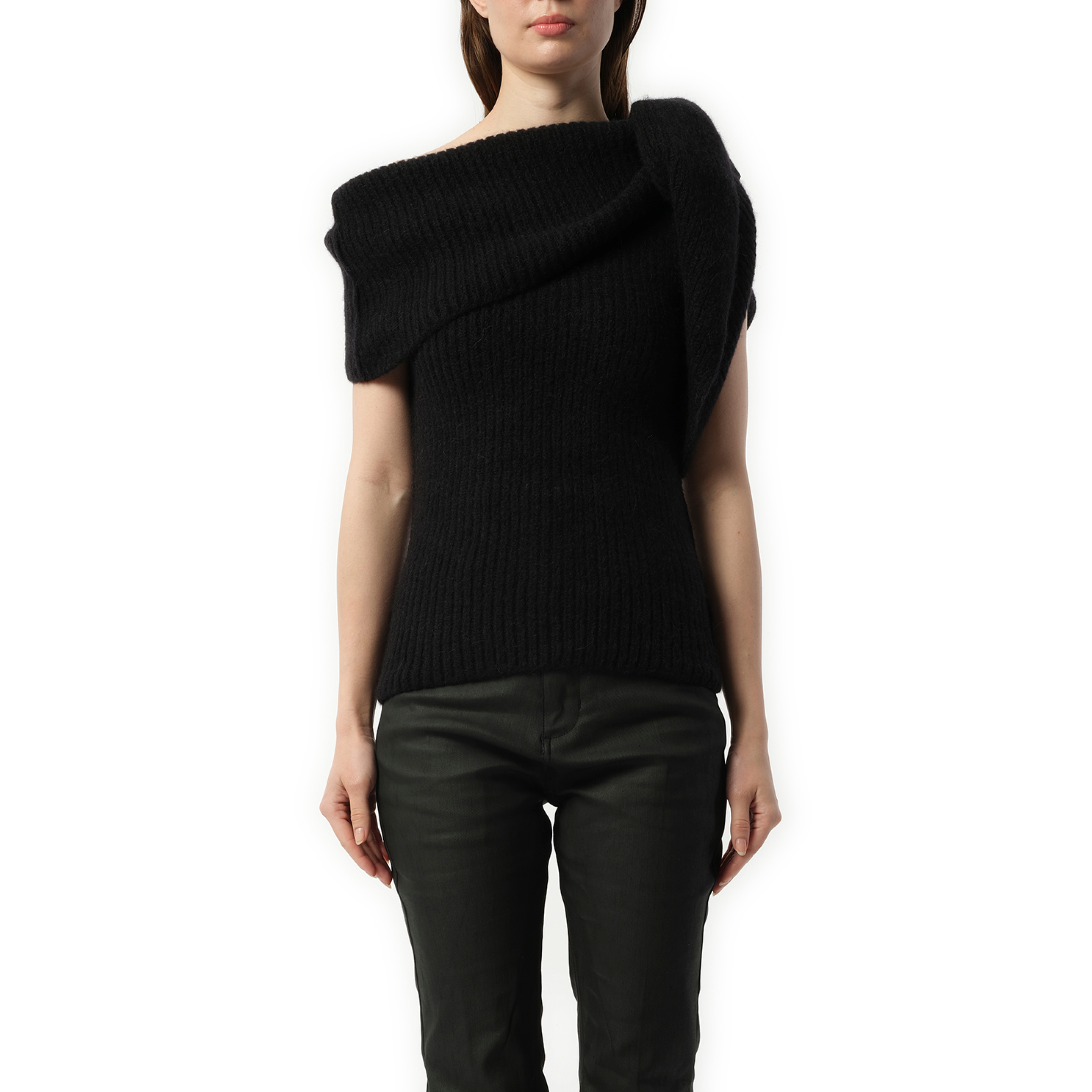 Banded T Sweater in Black