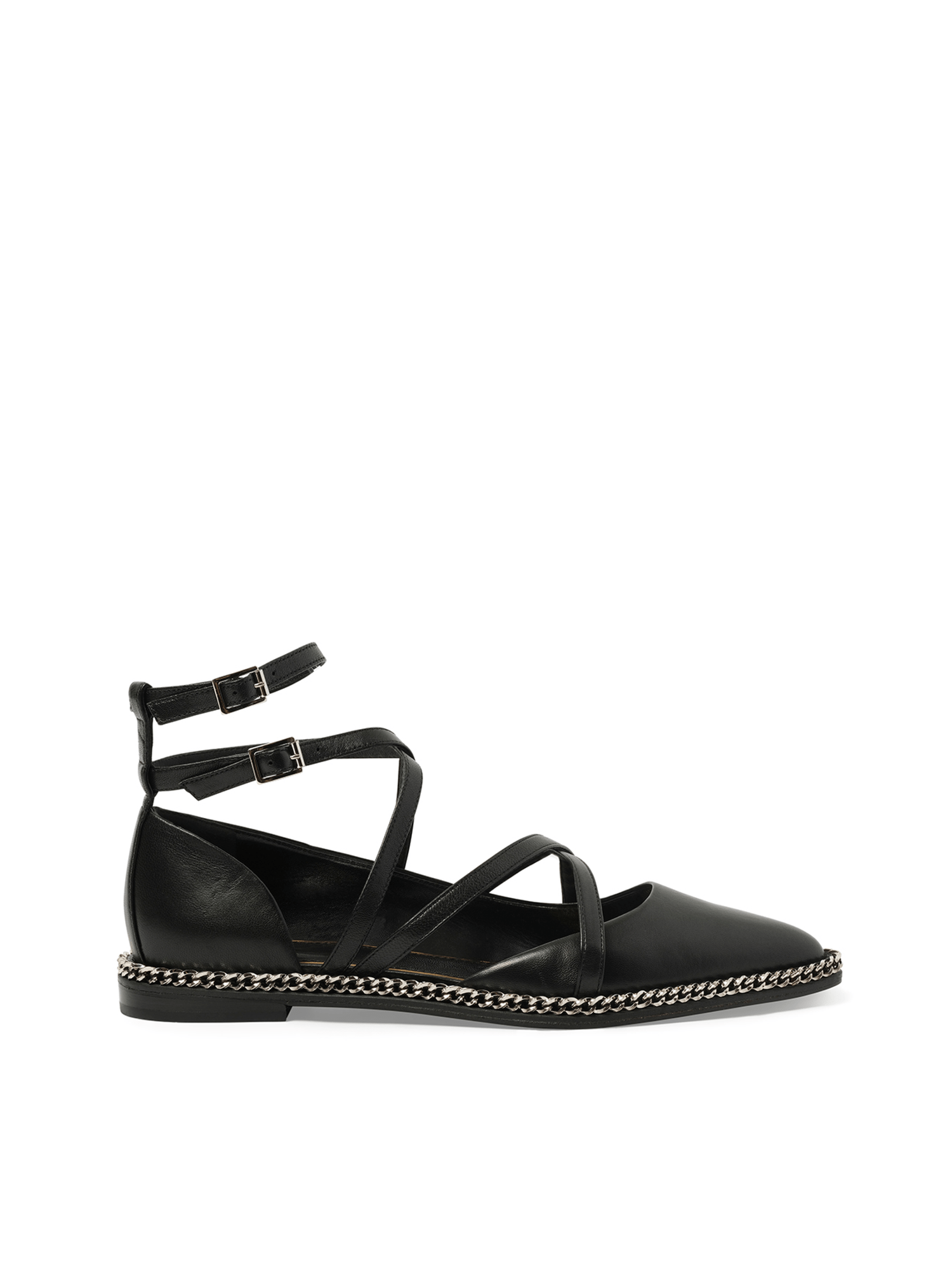 Laced Ballerina in Black Side View | LANVIN