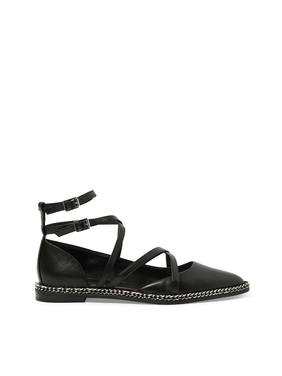 Laced Ballerina in Black Side View | LANVIN