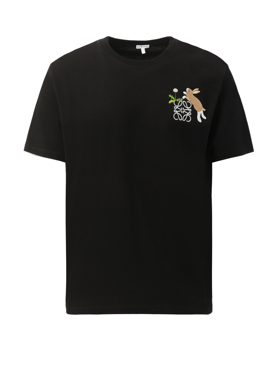 Loewe Suna Fujita Anagram Bunny T-Shirt in Black