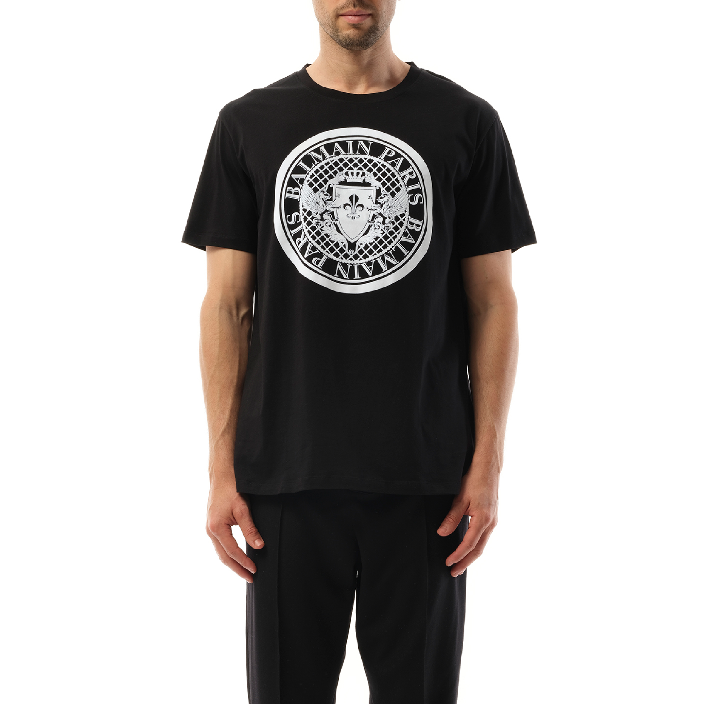 Coin Flock Reg Fit T-Shirt in Black/White