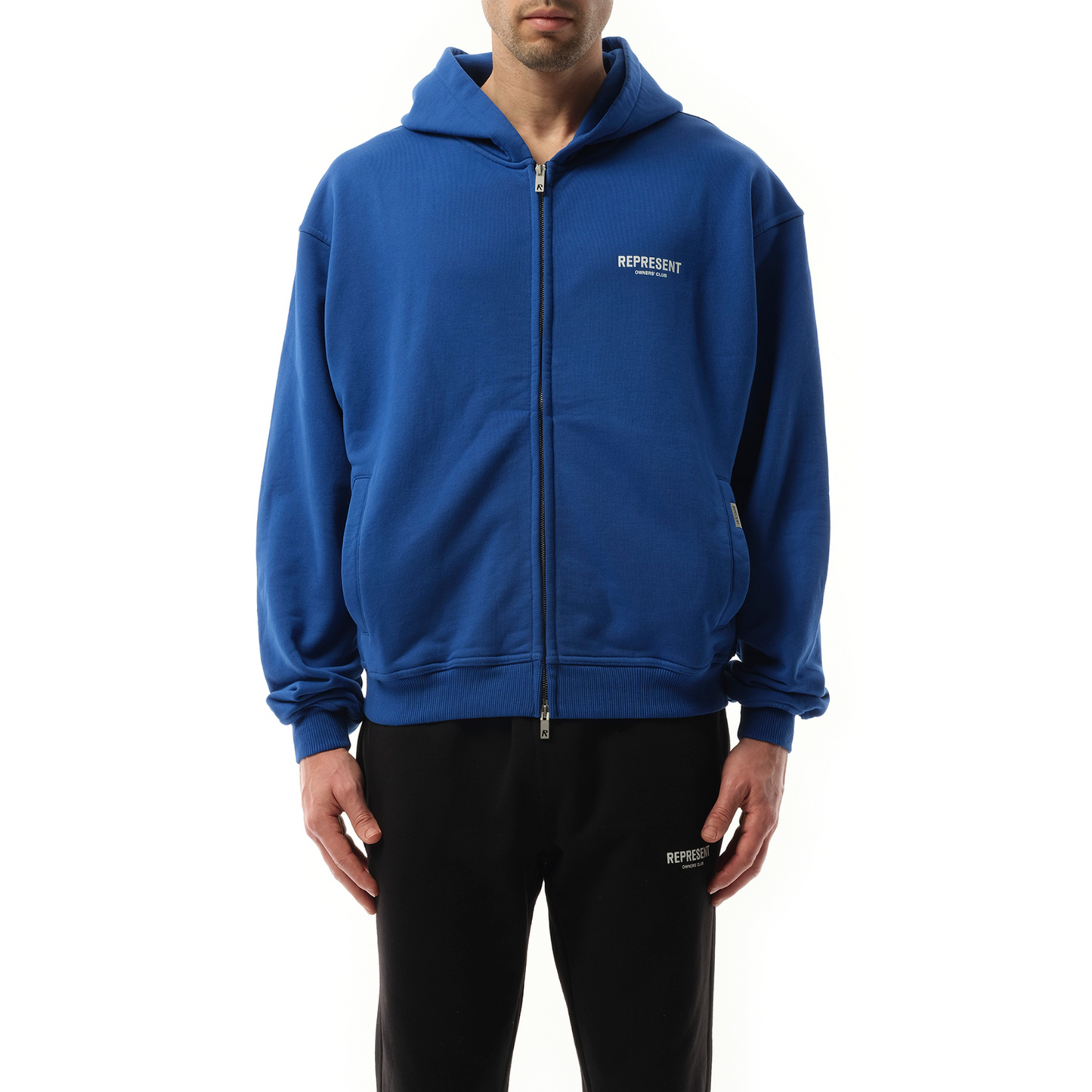 Represent Owners Club Zip Hoodie in Cobalt