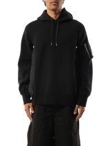 Sacai Sponge Sweat Nylon Twill Hoodie in Black