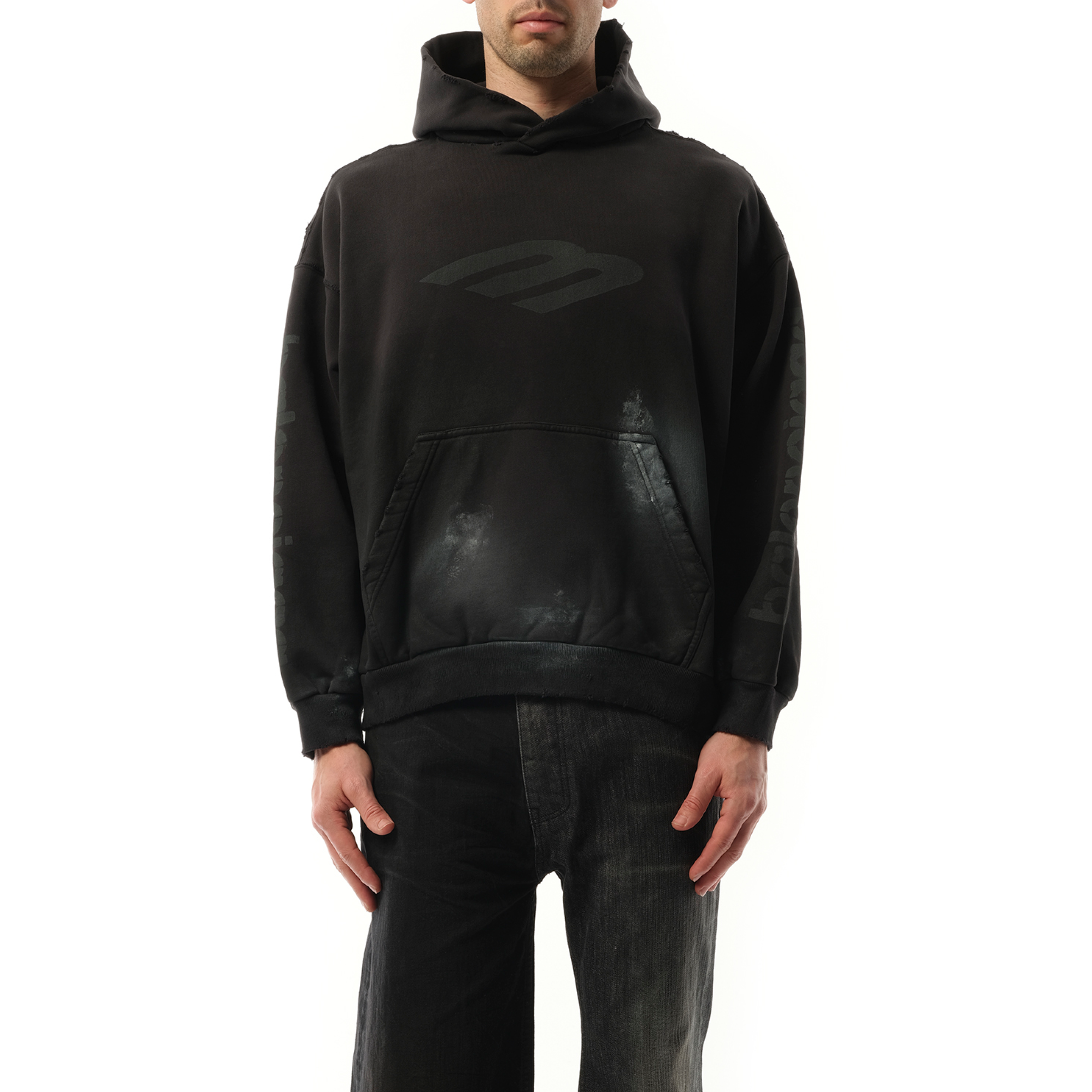 3B Stencil Medium Fit Hoodie in Black