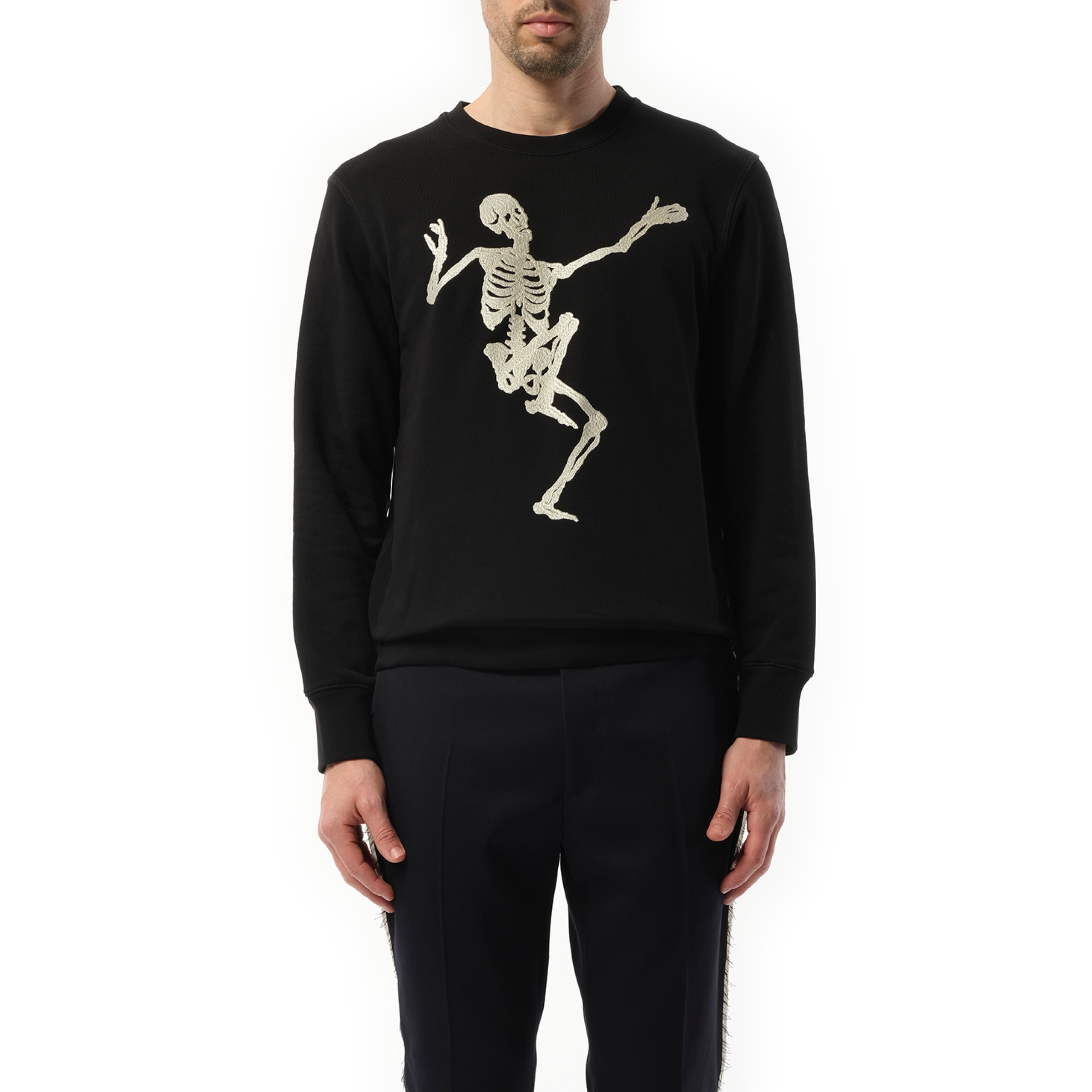 Skeleton Embroidered Sweatshirt in Black