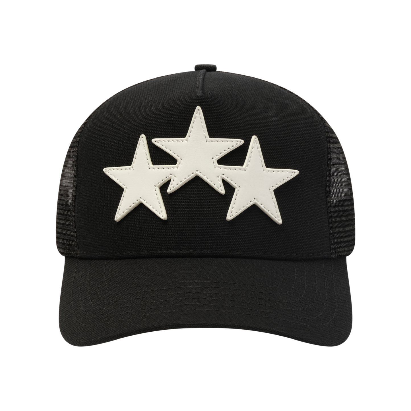 3 Star Trucker Hat in Black/White