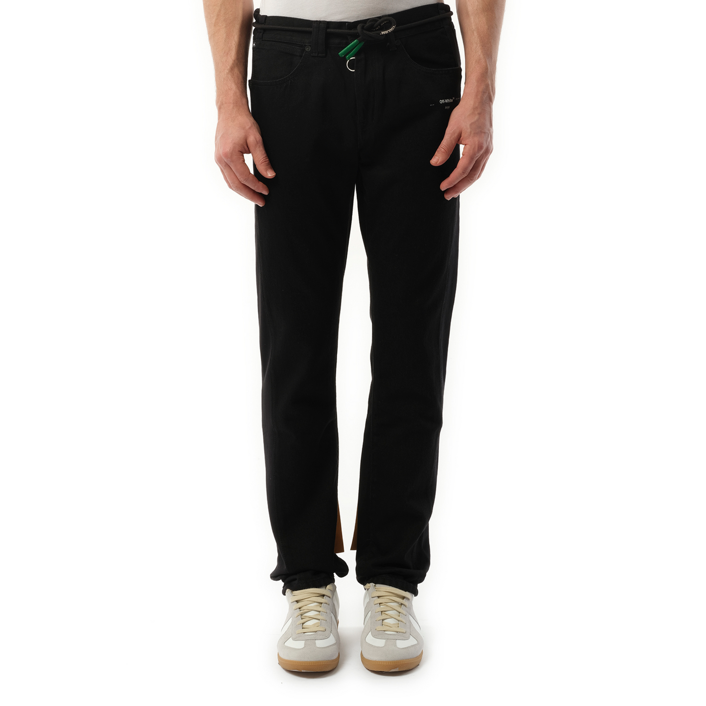 Fleece Side Panel Jeans in Black