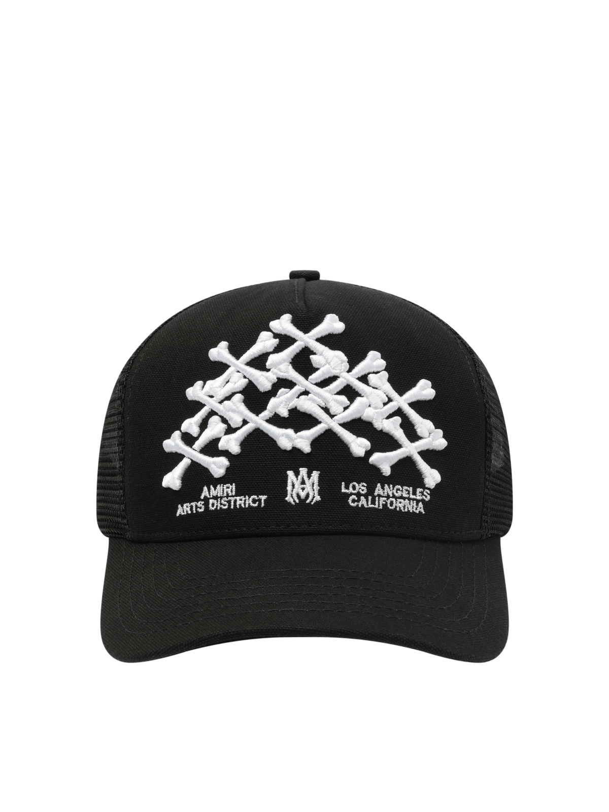 Amiri Bones Stacked Trucker Hat in Black