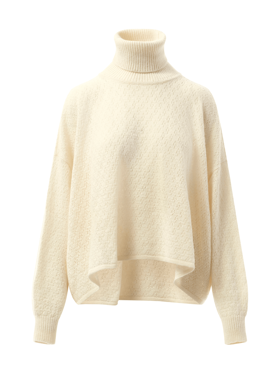 Chloe Fluffy Pointelle Sweater in Iconic Milk