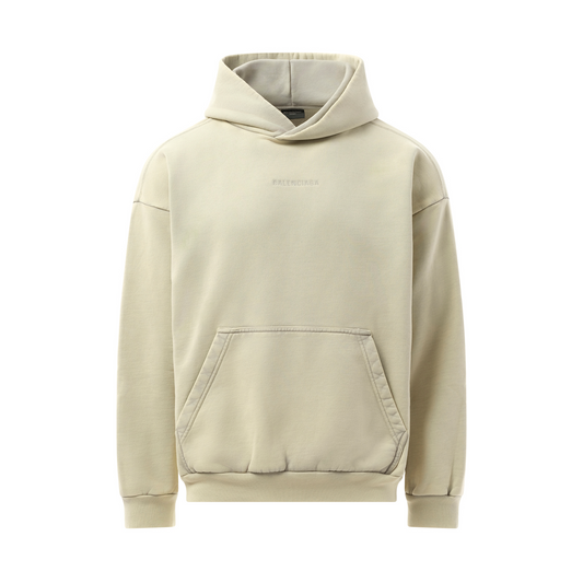 Back Embroidered Medium Fit Hoodie in Cement Grey