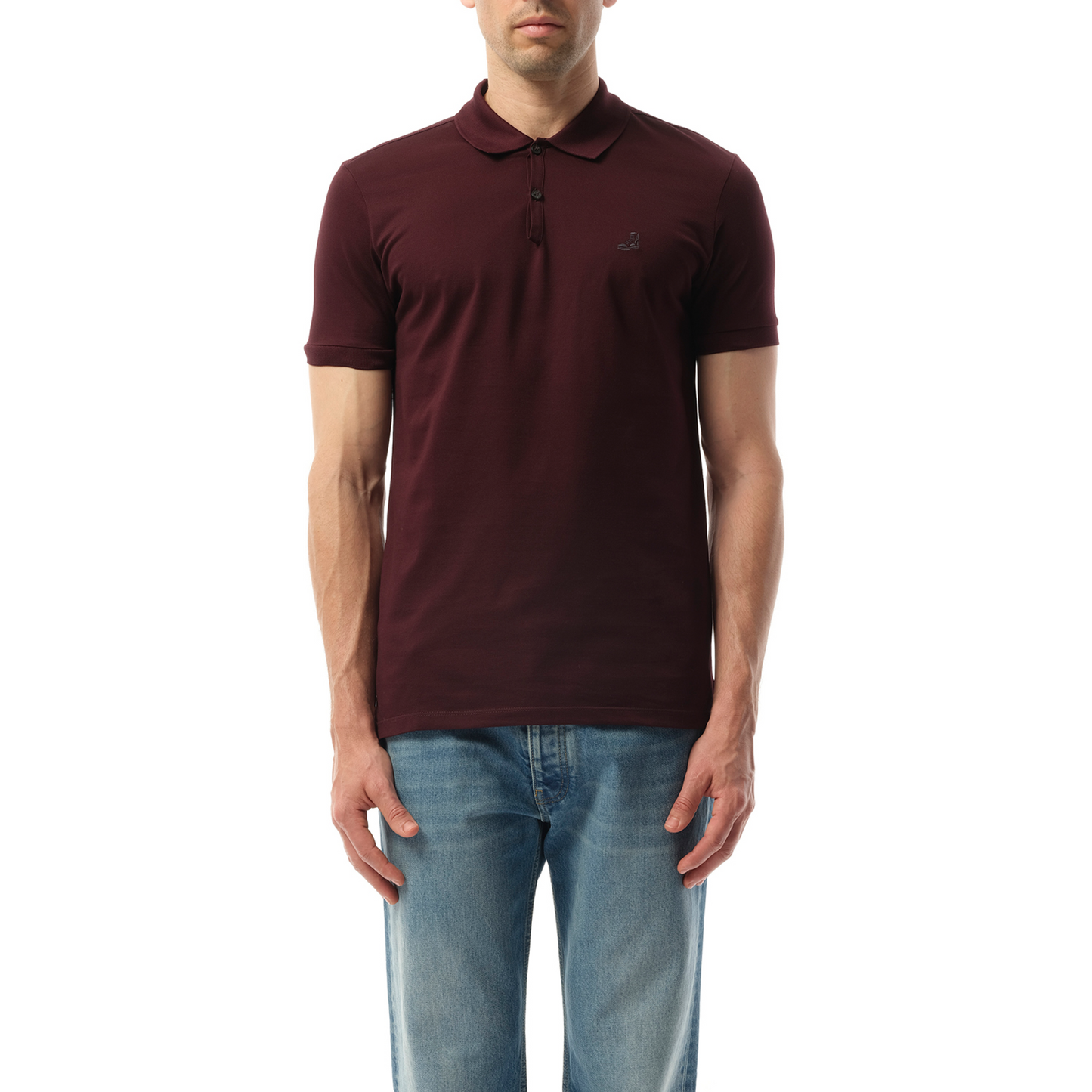 Slim Fit Basket Polo in Burgundy