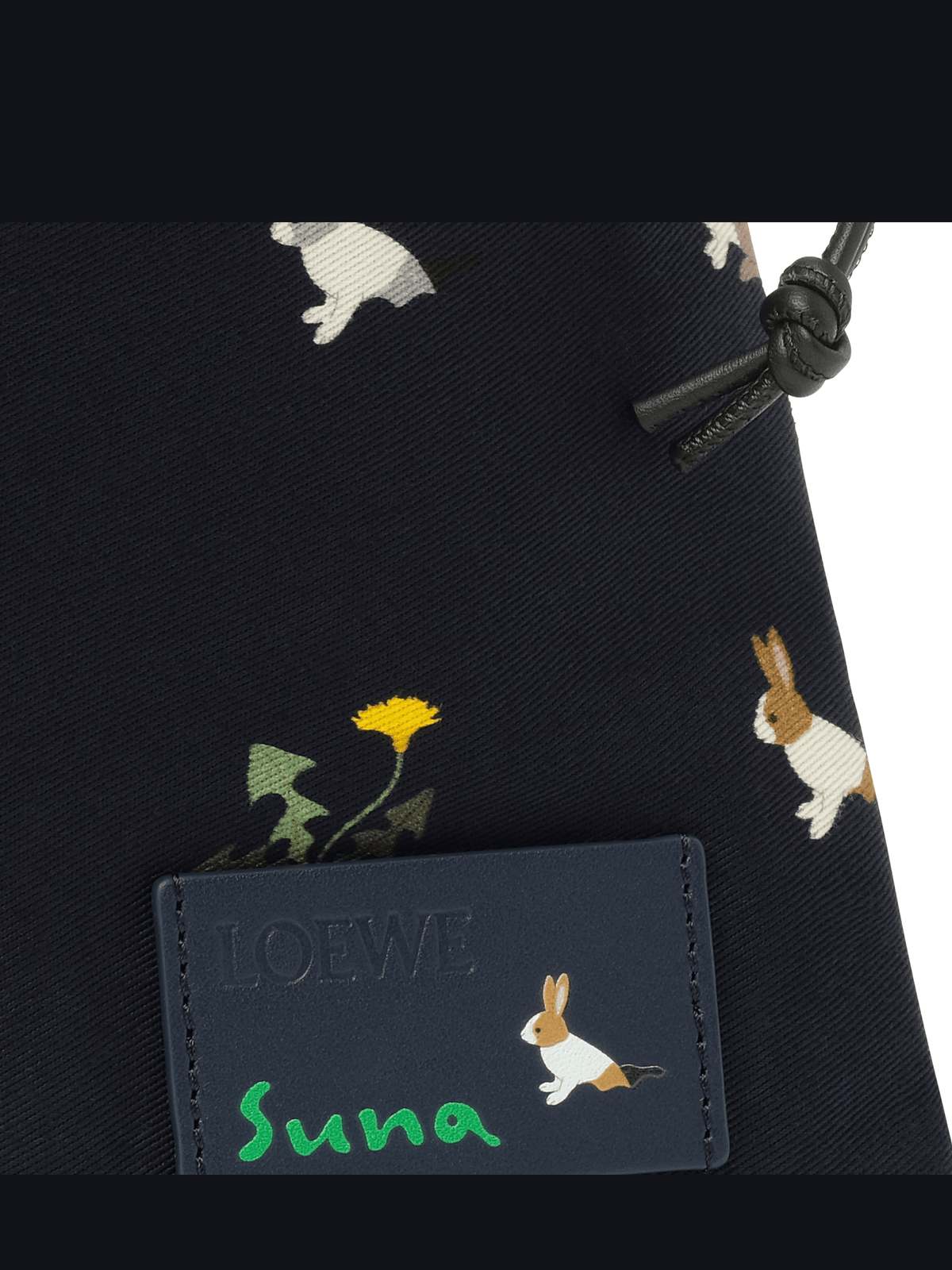 Loewe Bunnies Drawstring Pouch in Deep Navy