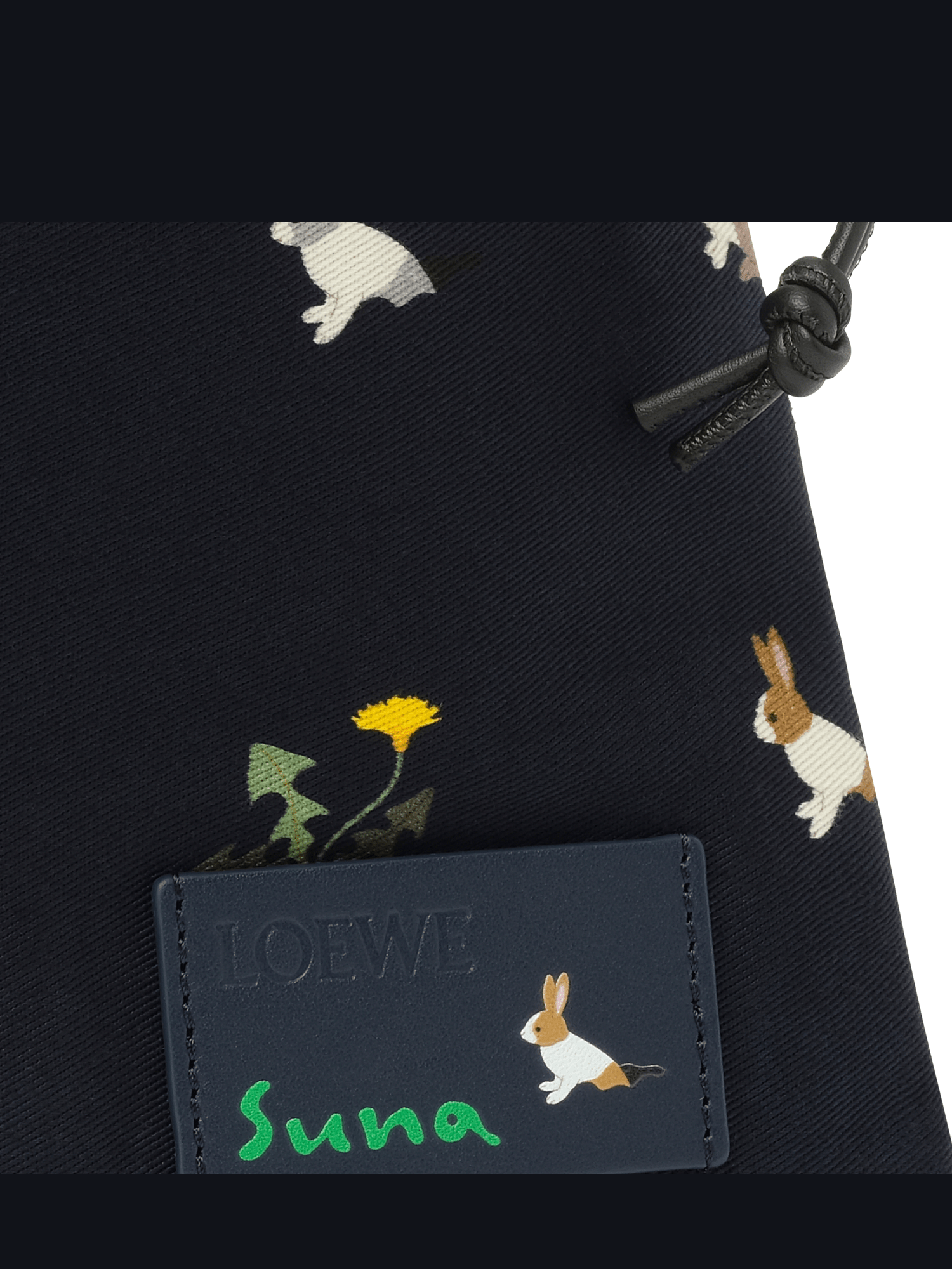 Loewe Bunnies Drawstring Pouch in Deep Navy