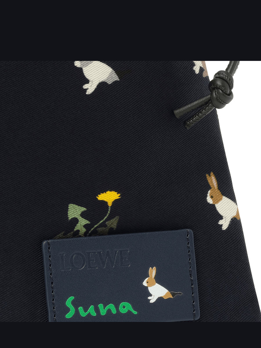 Loewe Bunnies Drawstring Pouch in Deep Navy