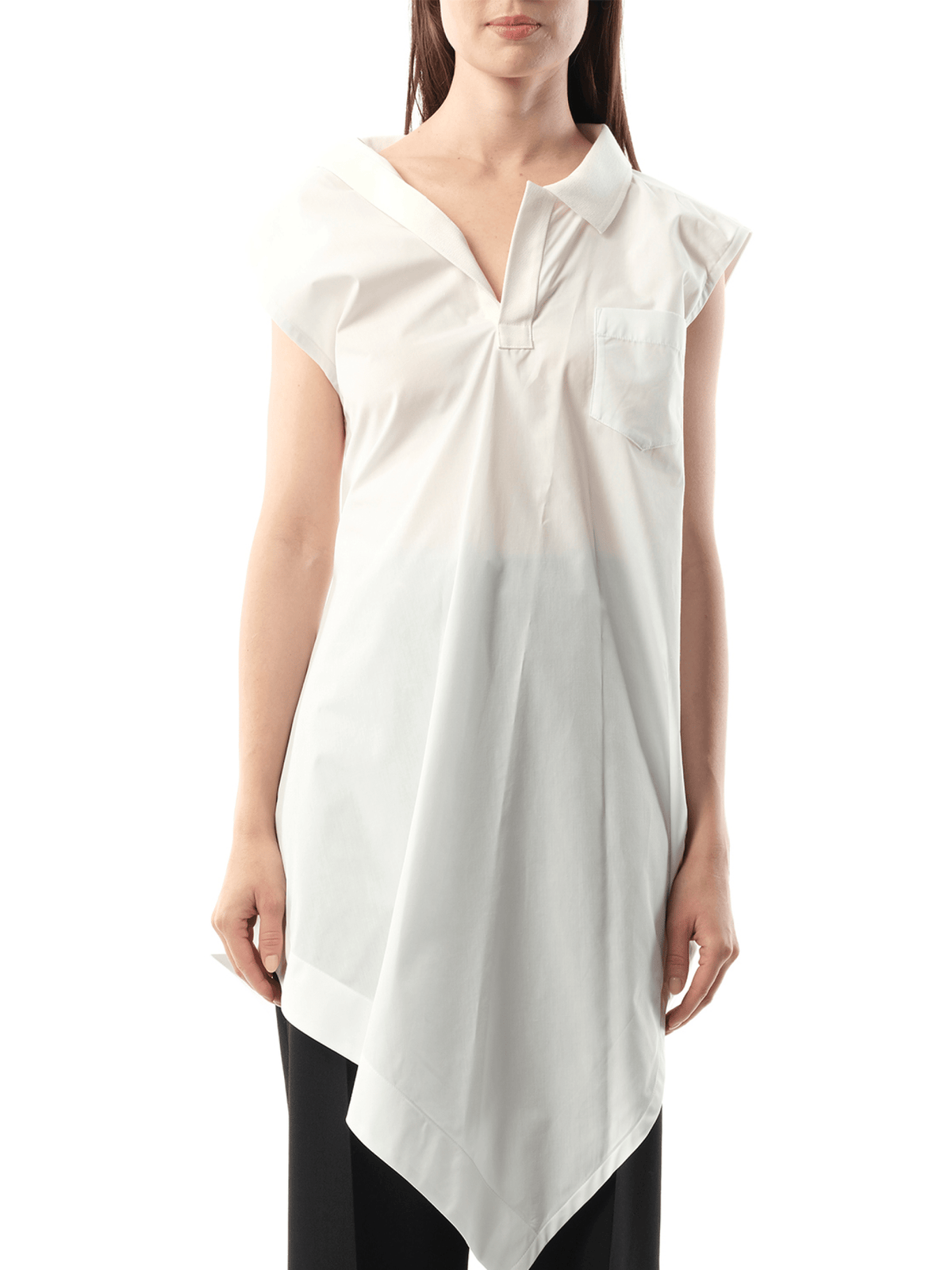 Cotton Poplin Polo Shirt in Off White