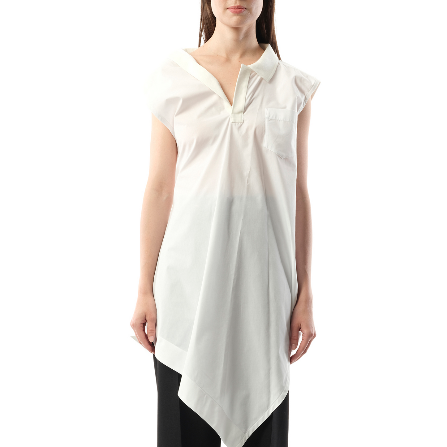 Cotton Poplin Polo Shirt in Off White