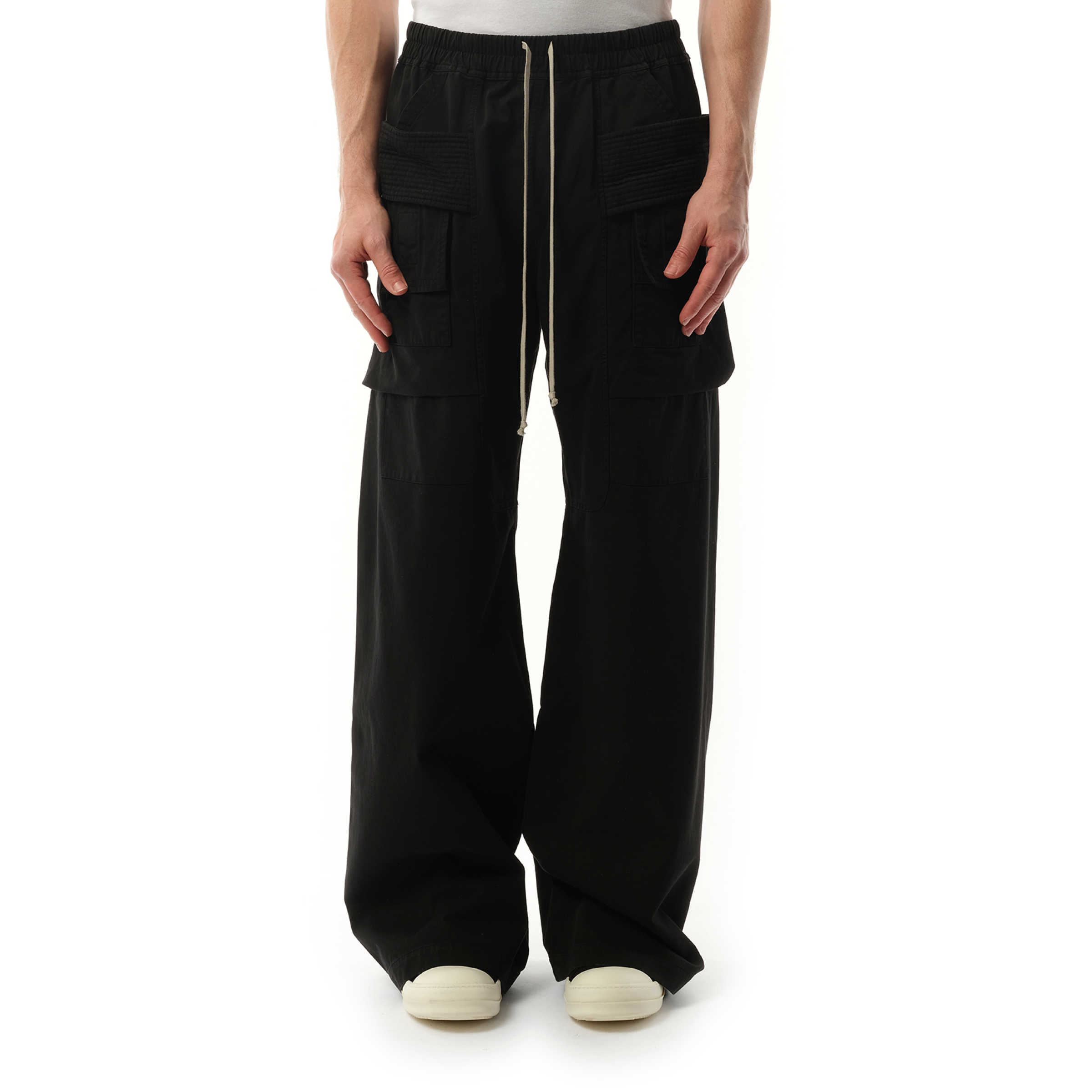 Creatch Cargo Wide Drawstring Pants in Black