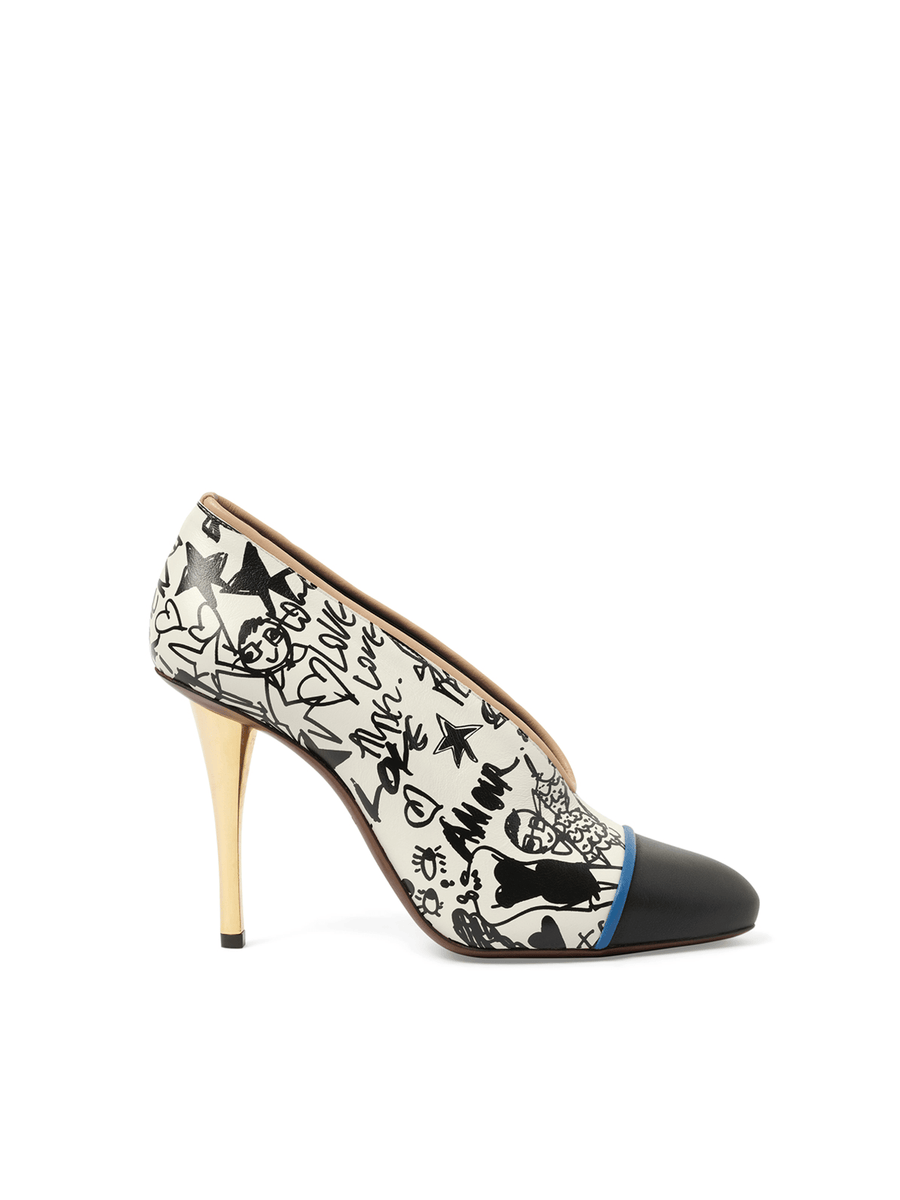 Print V Neck Pump in Multicolor Side View | LANVIN