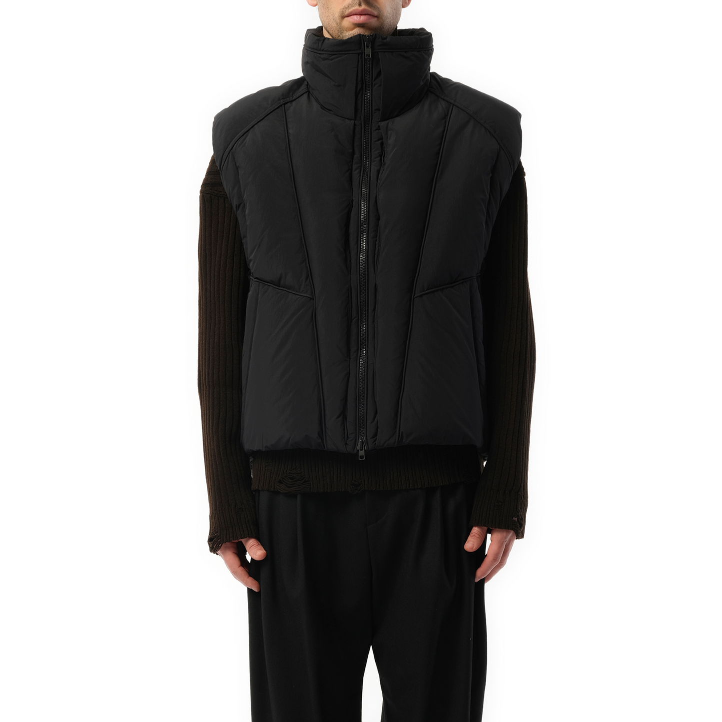 Nylon Goose Down Vest in Black