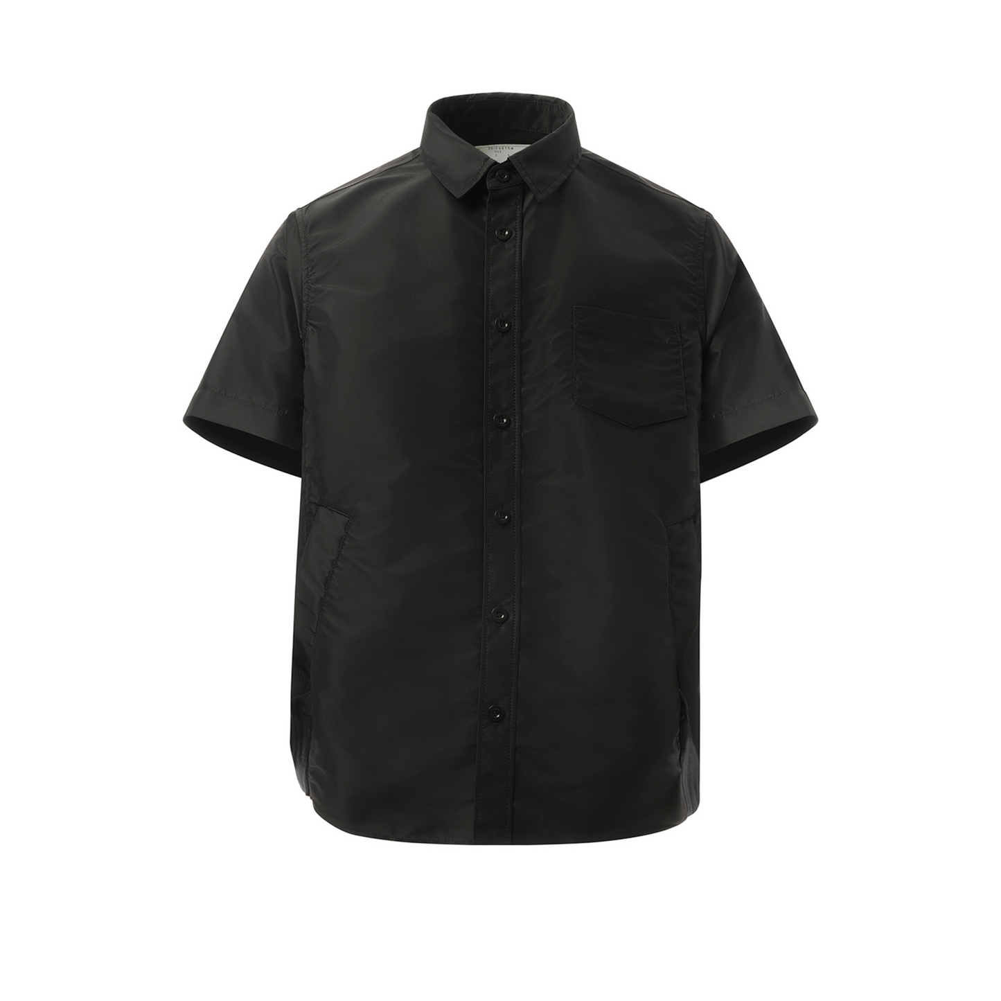 Nylon Twill Short-sleeve Shirt in Black