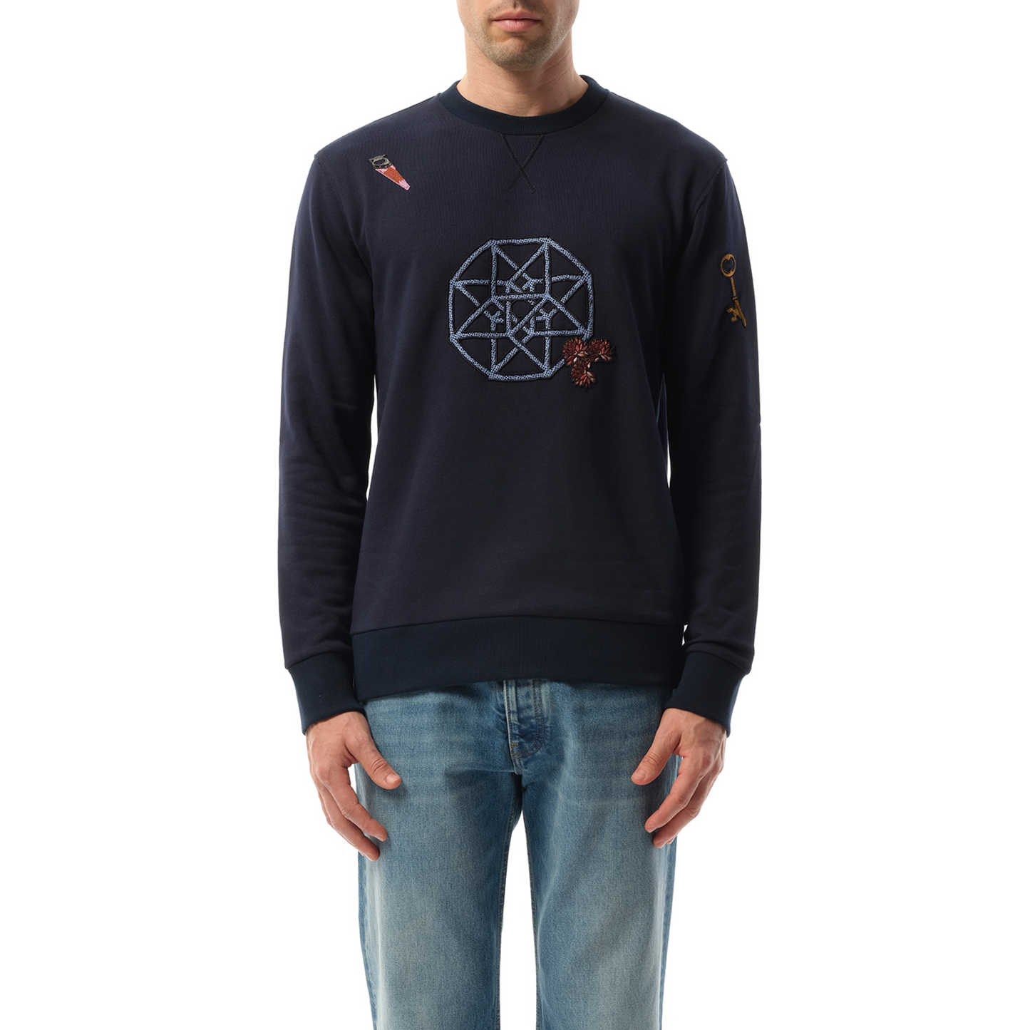 Emb Fleece Sweatshirt in Blue