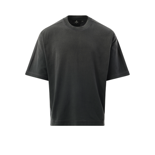 Stepped Hem T-Shirt in Stained Black