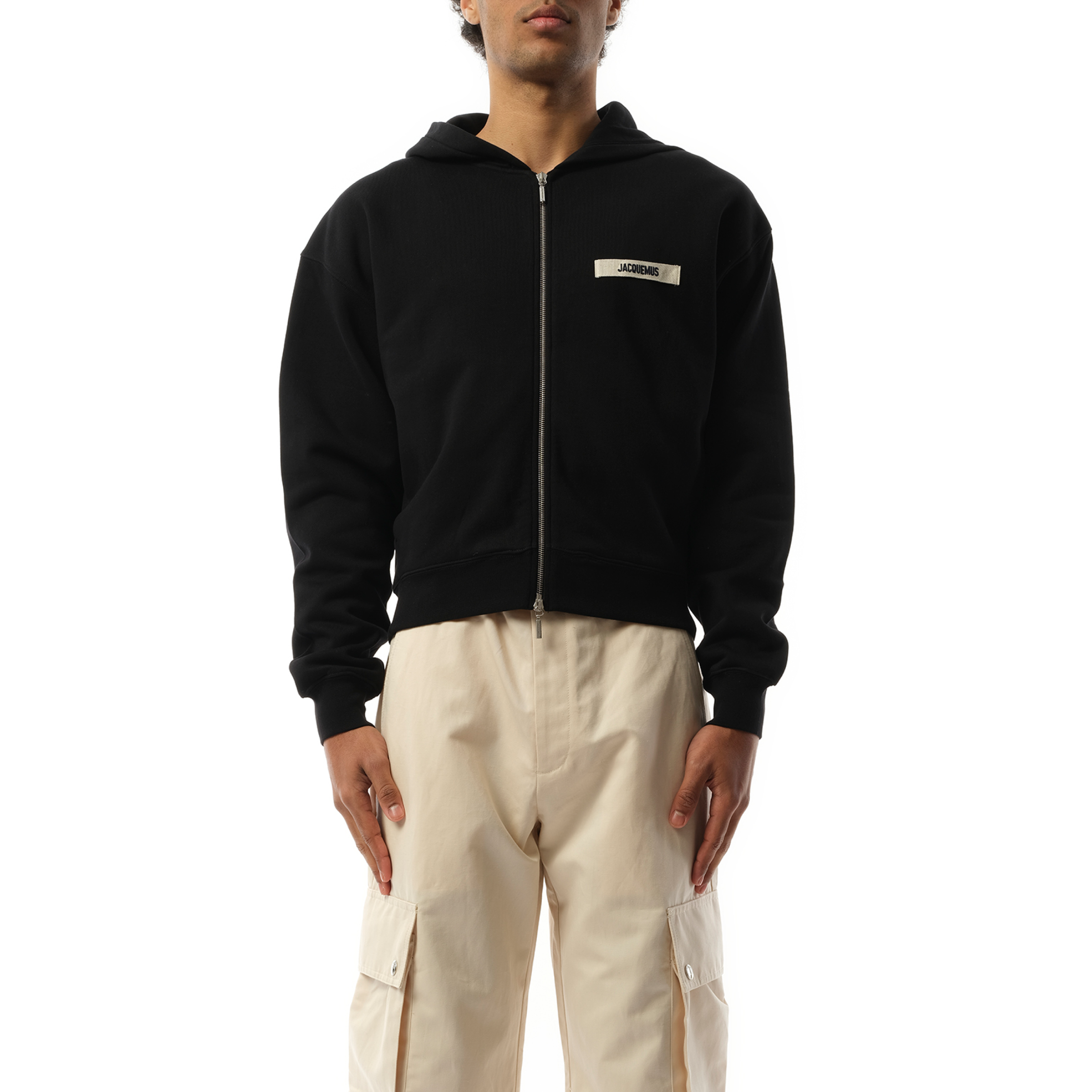 Le Hoodie Zip Gros Grain in Black