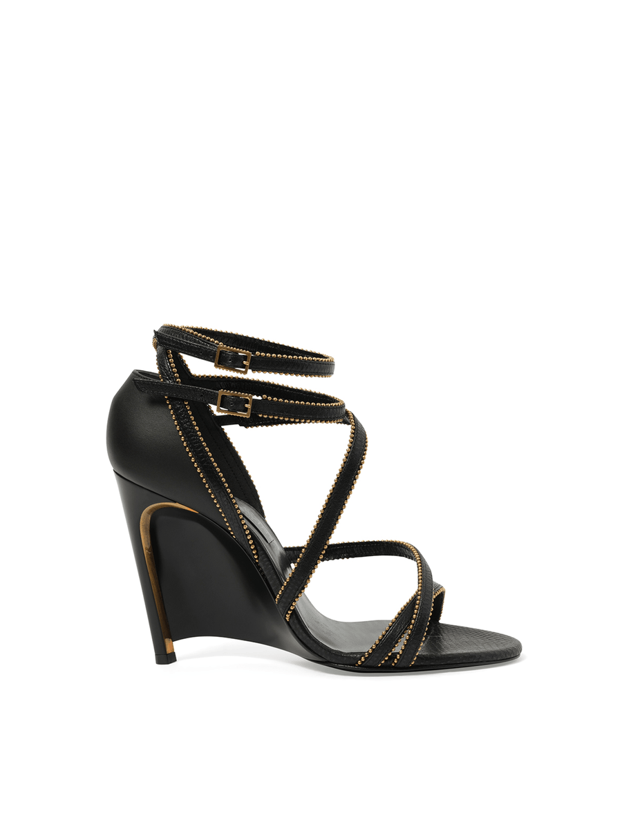 Wedge Sandal in Black Side View | LANVIN