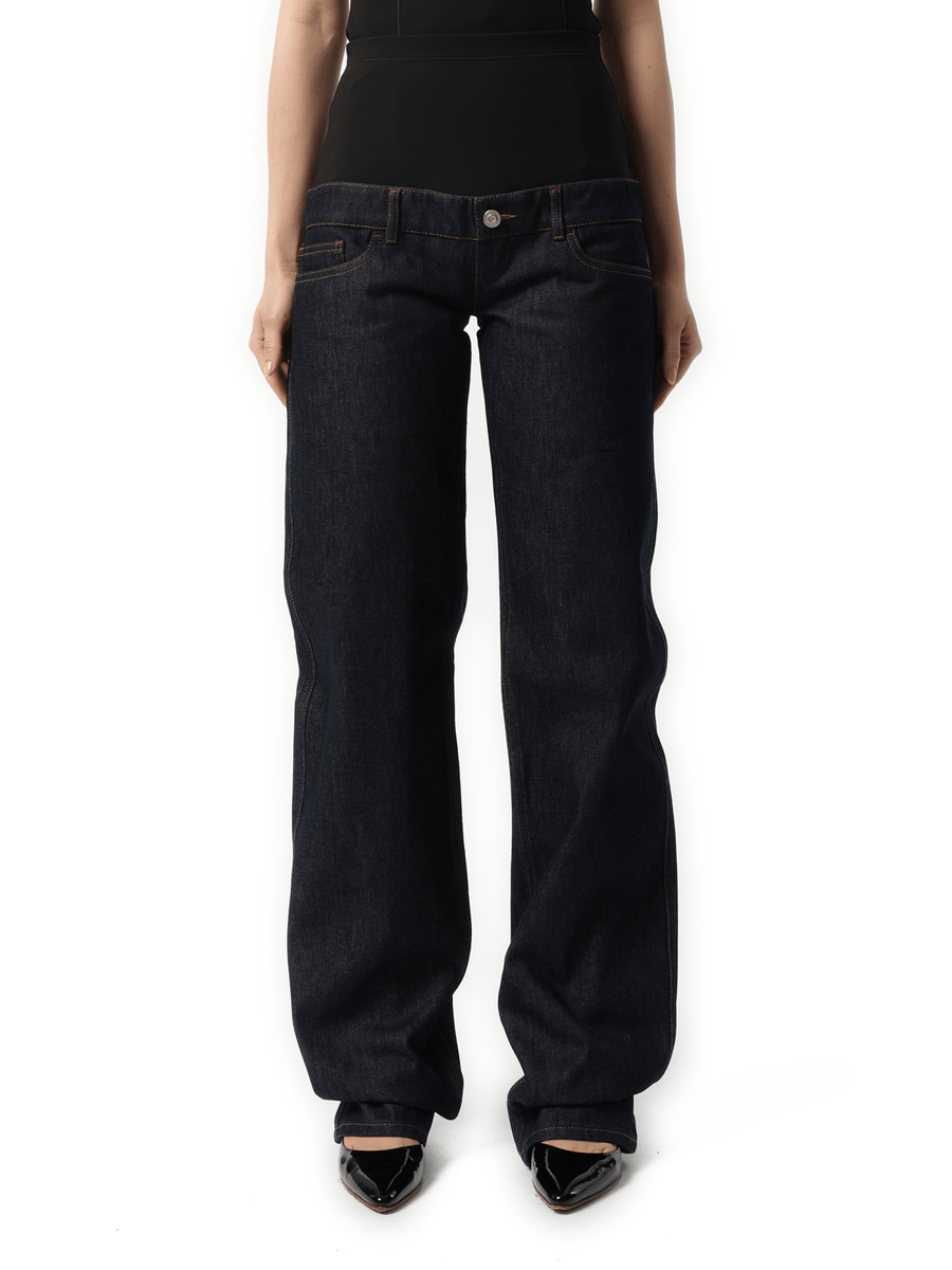 Jersey Hybrid Denim Trouser in Blue Raw