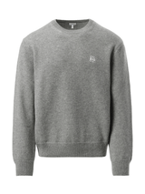 Loewe Anagram Embroidered Knit Sweater in Grey Melange