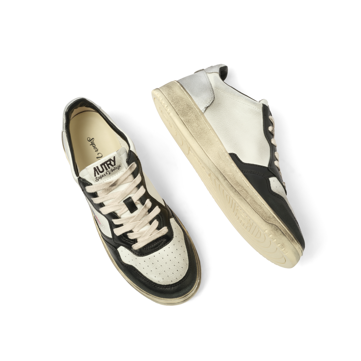 Sup Vint Low Sneakers in White/Black/Silver