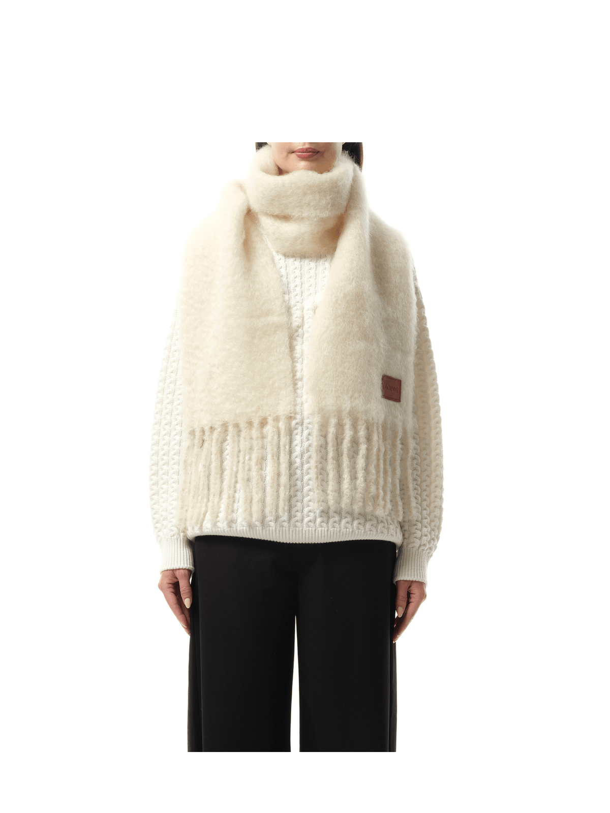 Loewe Mohair Blend Scarf in White