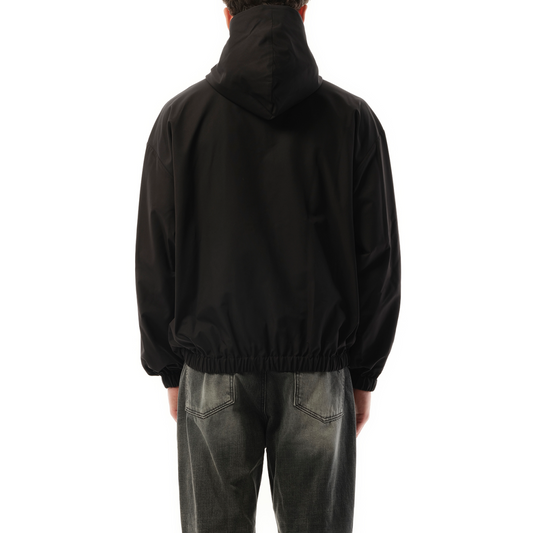 Mens Track Hoodie Windbreaker in Black