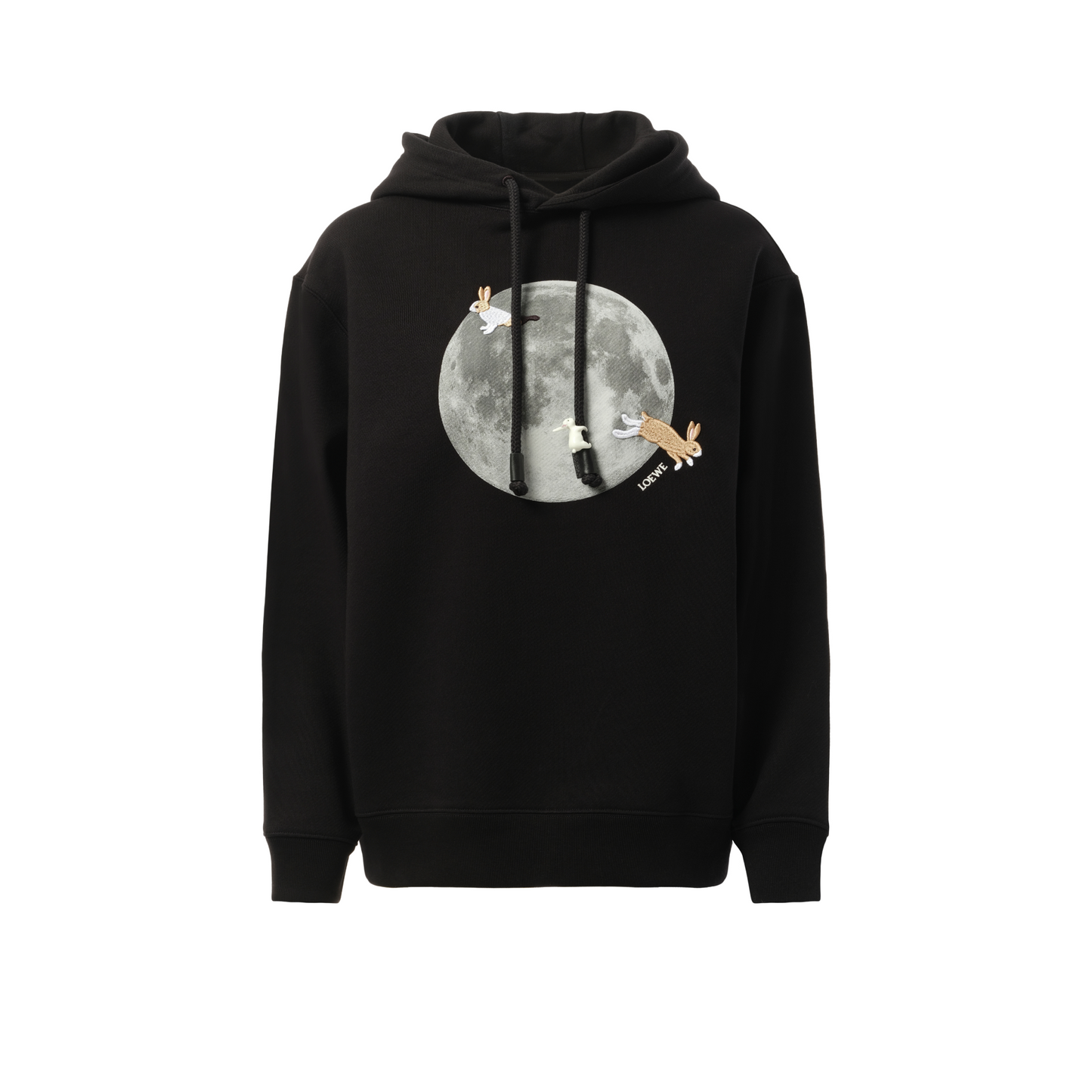 Moon Print Hoodie in Black